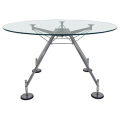Glass and Chrome-Plated Tubular Steel Nomos Table by Norman Foster for Tecno