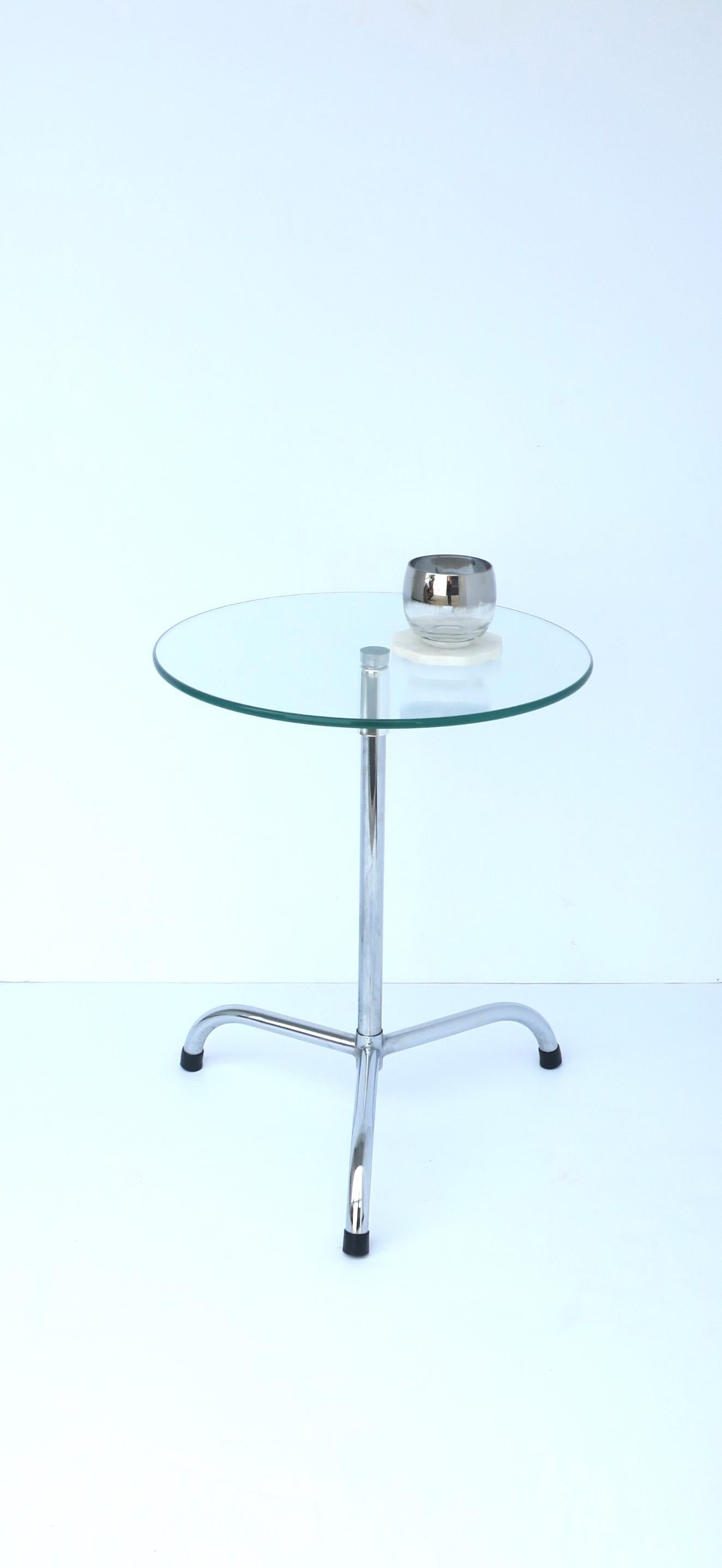 Modern Glass and Chrome Side Drink Table, circa 1970s For Sale