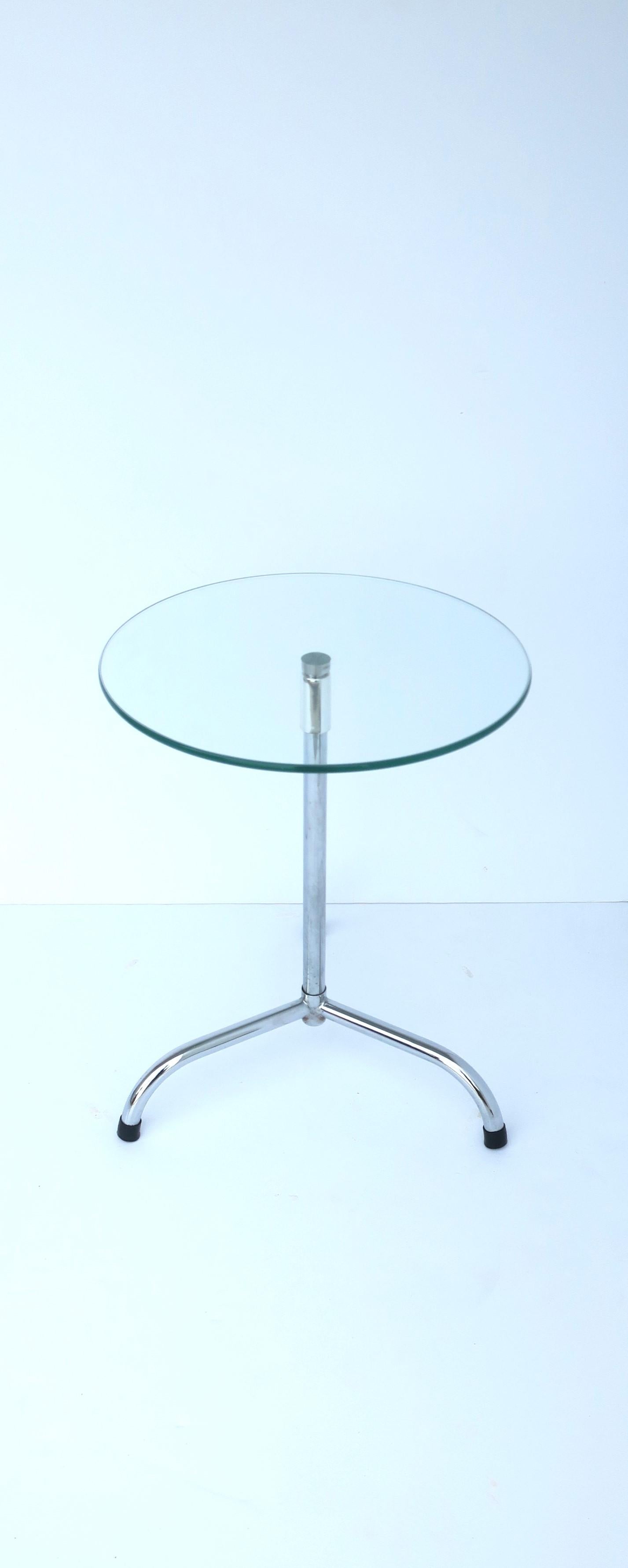 20th Century Glass and Chrome Side Drink Table, circa 1970s For Sale