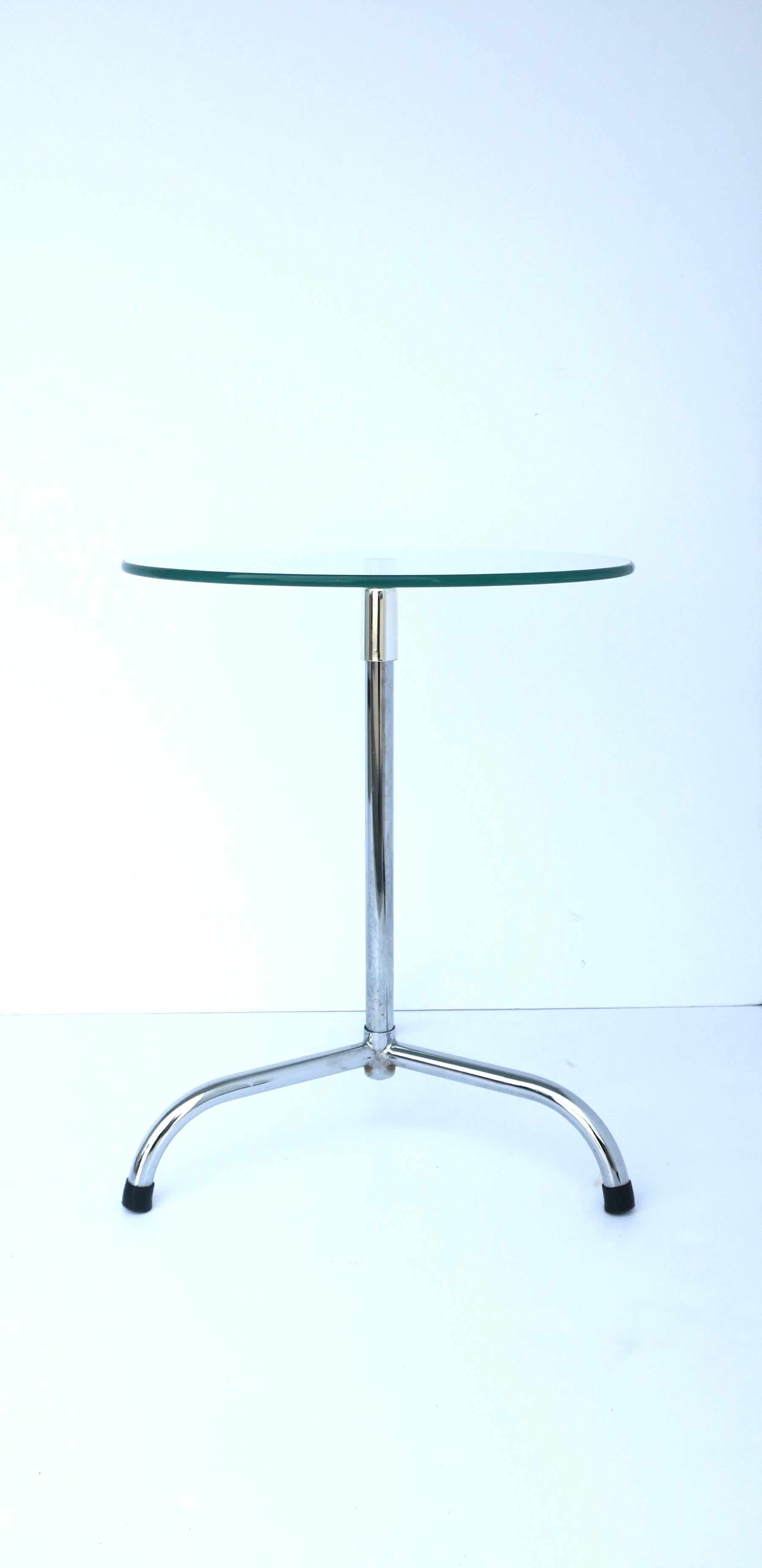 Glass and Chrome Side Drink Table, circa 1970s For Sale 1