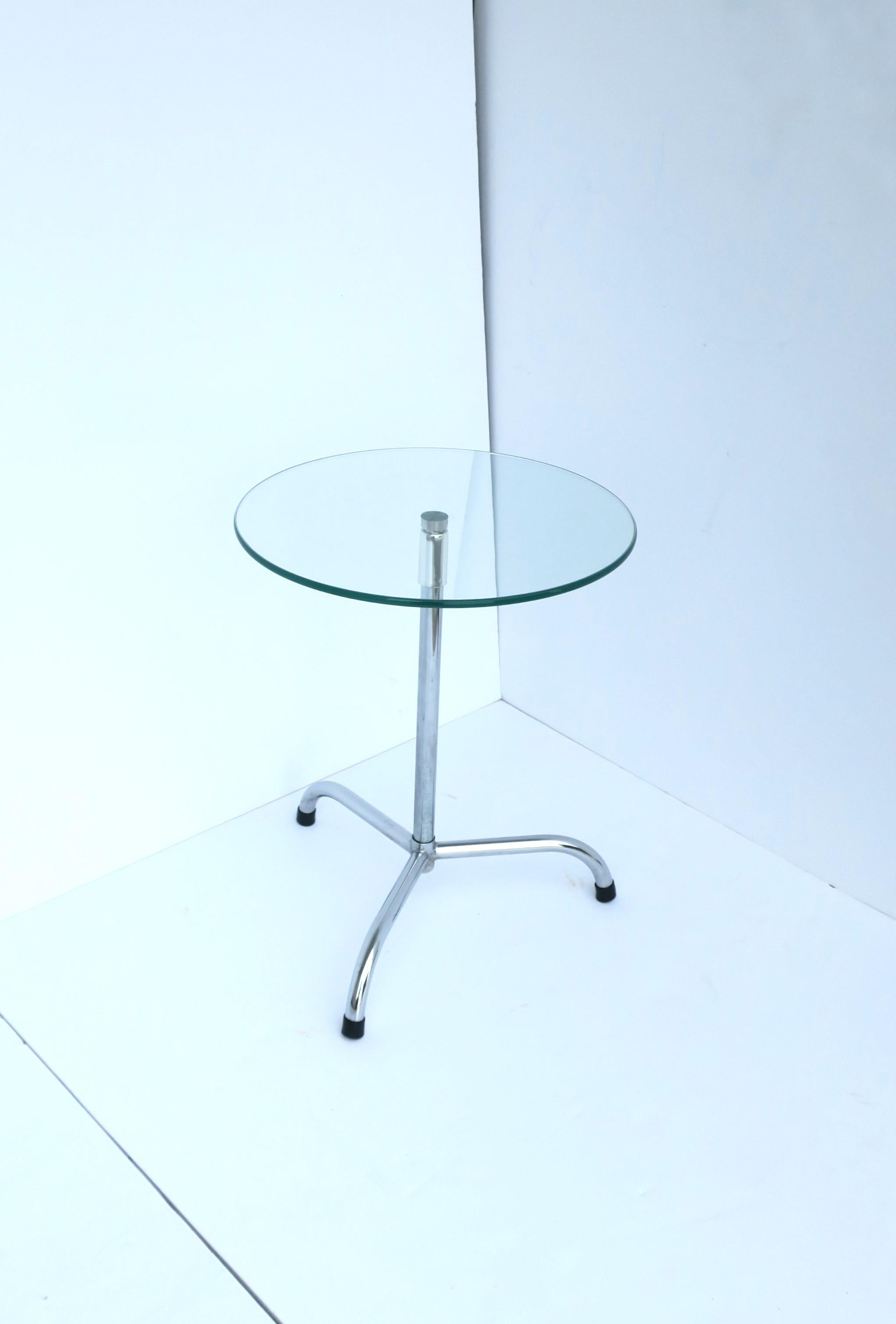 Glass and Chrome Side Drink Table, circa 1970s For Sale 2
