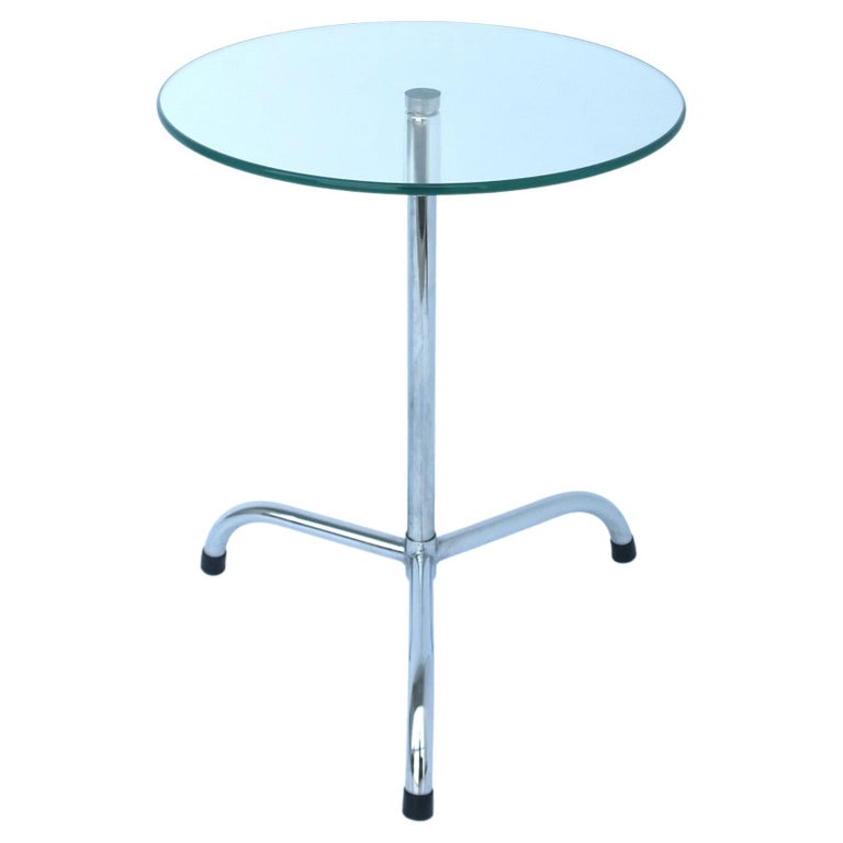 Glass and Chrome Side Drink Table, circa 1970s For Sale at 1stDibs