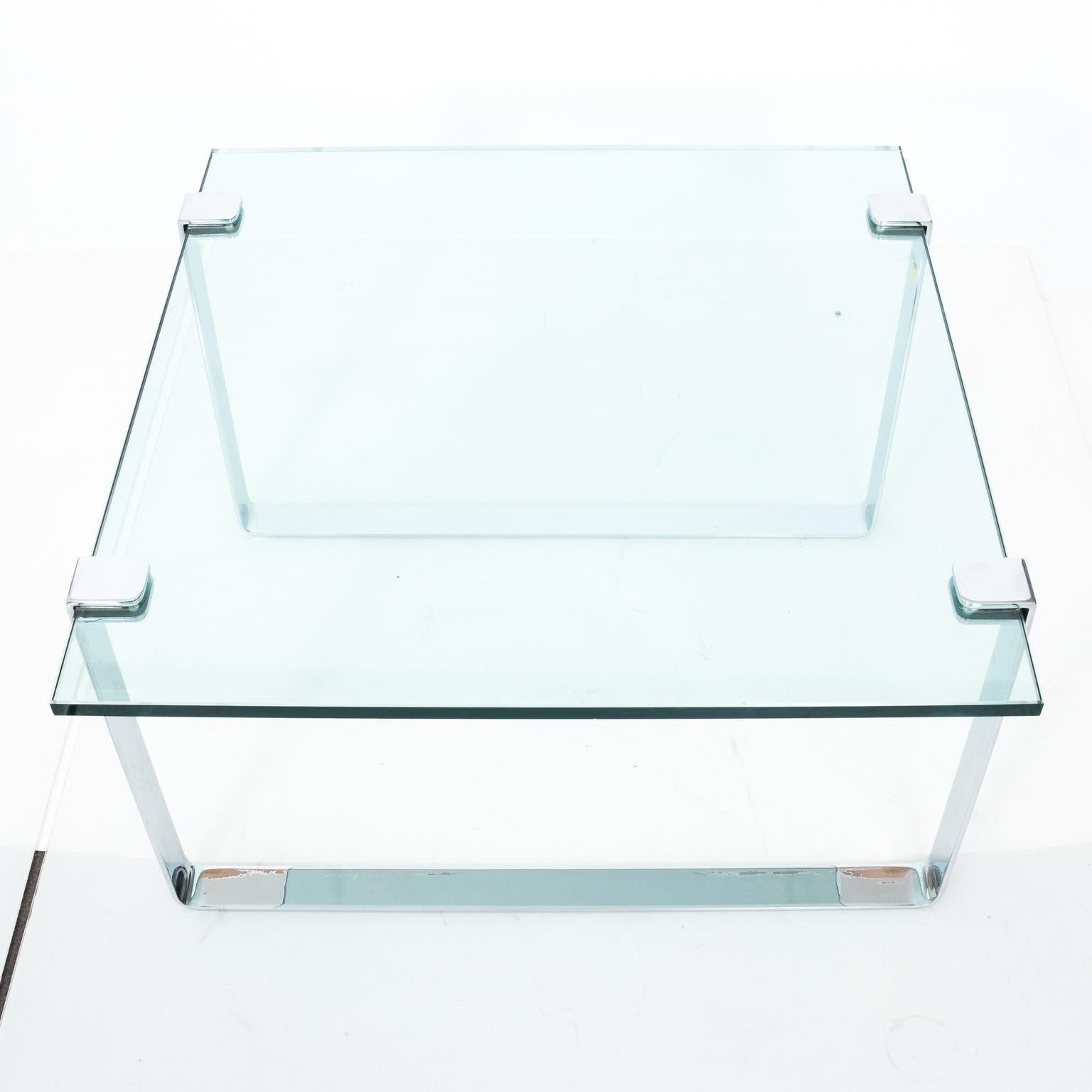 Mid-Century Modern Glass and Chrome Side Table in the style of Milo Baughman