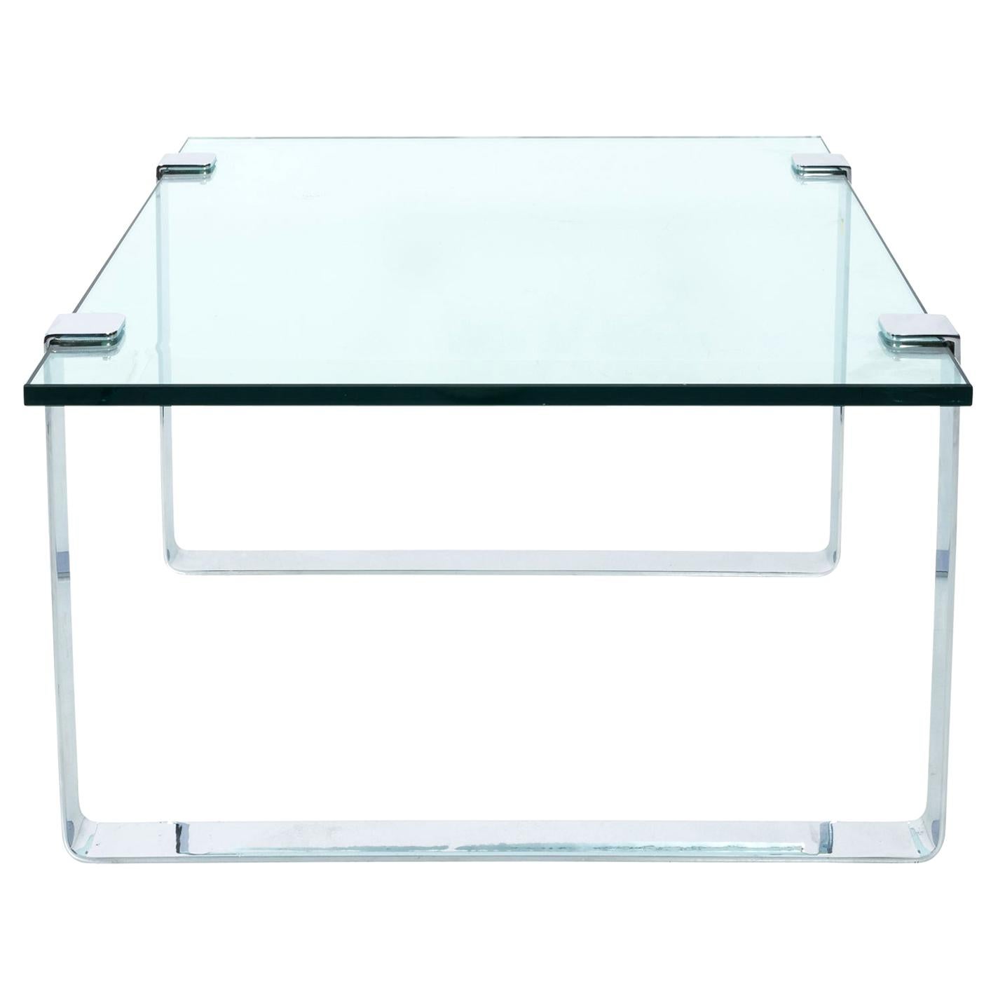 Glass and Chrome Side Table in the style of Milo Baughman