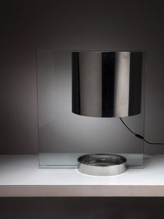 Lampe de bureau en verre et chrome d'Ennio Chiggio pour Lumenform, Italie, 1970