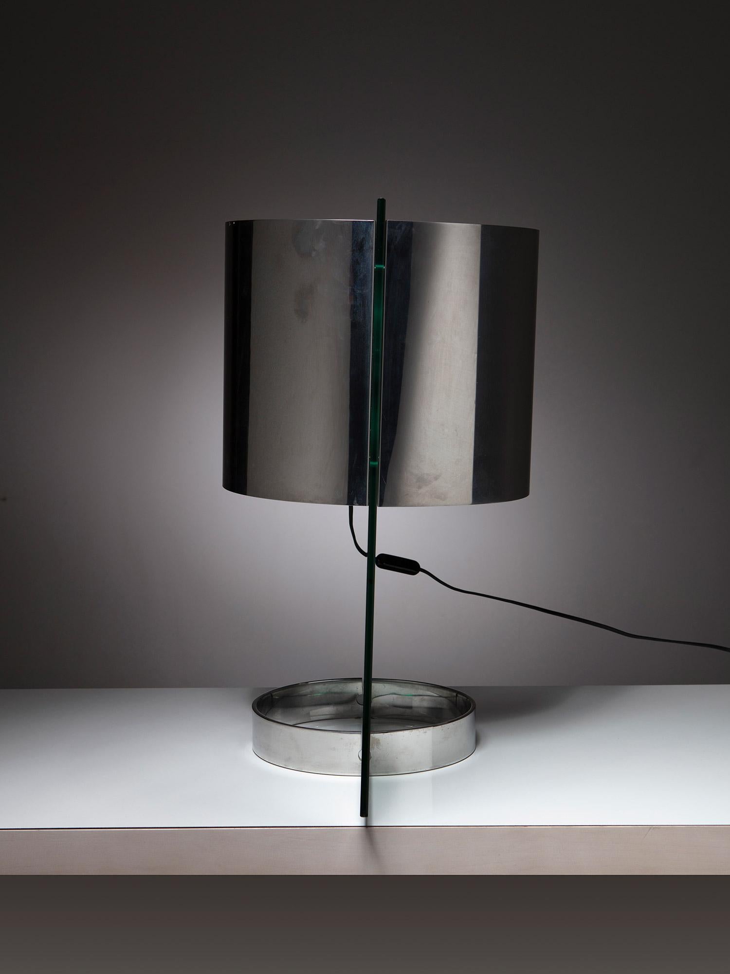 Tischlampe aus Glas und Chrom von Ennio Chiggio für Lumenform, Italien, 1970er Jahre (Ende des 20. Jahrhunderts) im Angebot