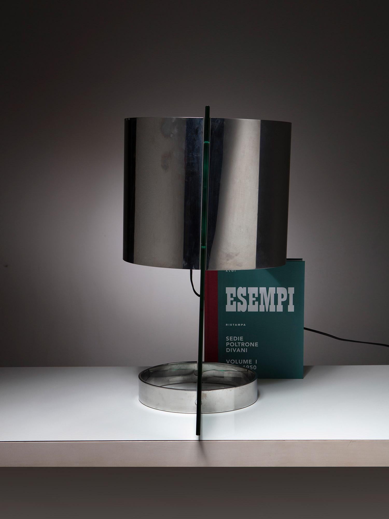 Tischlampe aus Glas und Chrom von Ennio Chiggio für Lumenform, Italien, 1970er Jahre im Angebot 2
