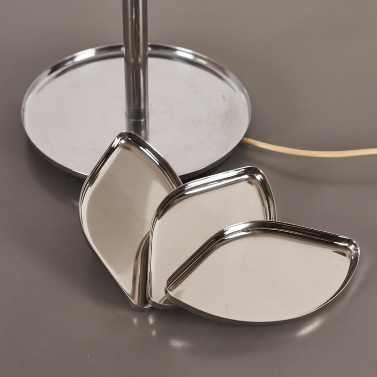 Glass and Chrome Table Lamp by Gaetano Scolari for Ecolight, Removable Trays For Sale 5