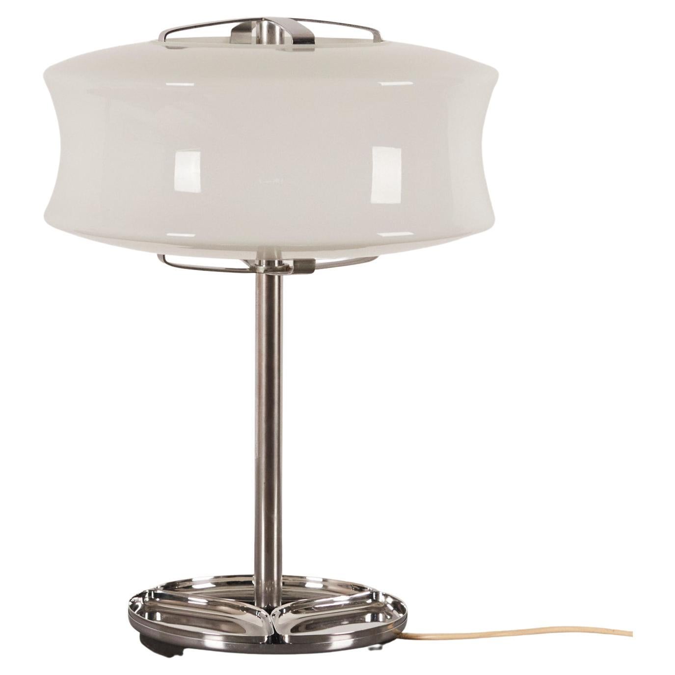 Glass and Chrome Table Lamp by Gaetano Scolari for Ecolight, Removable Trays