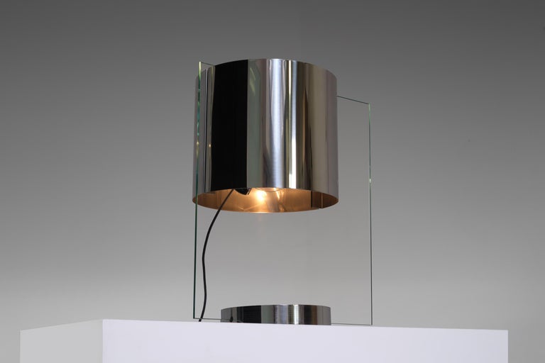 Glass and Chrome Table Lamp by Lumenform, Italy, 1970 For Sale 3