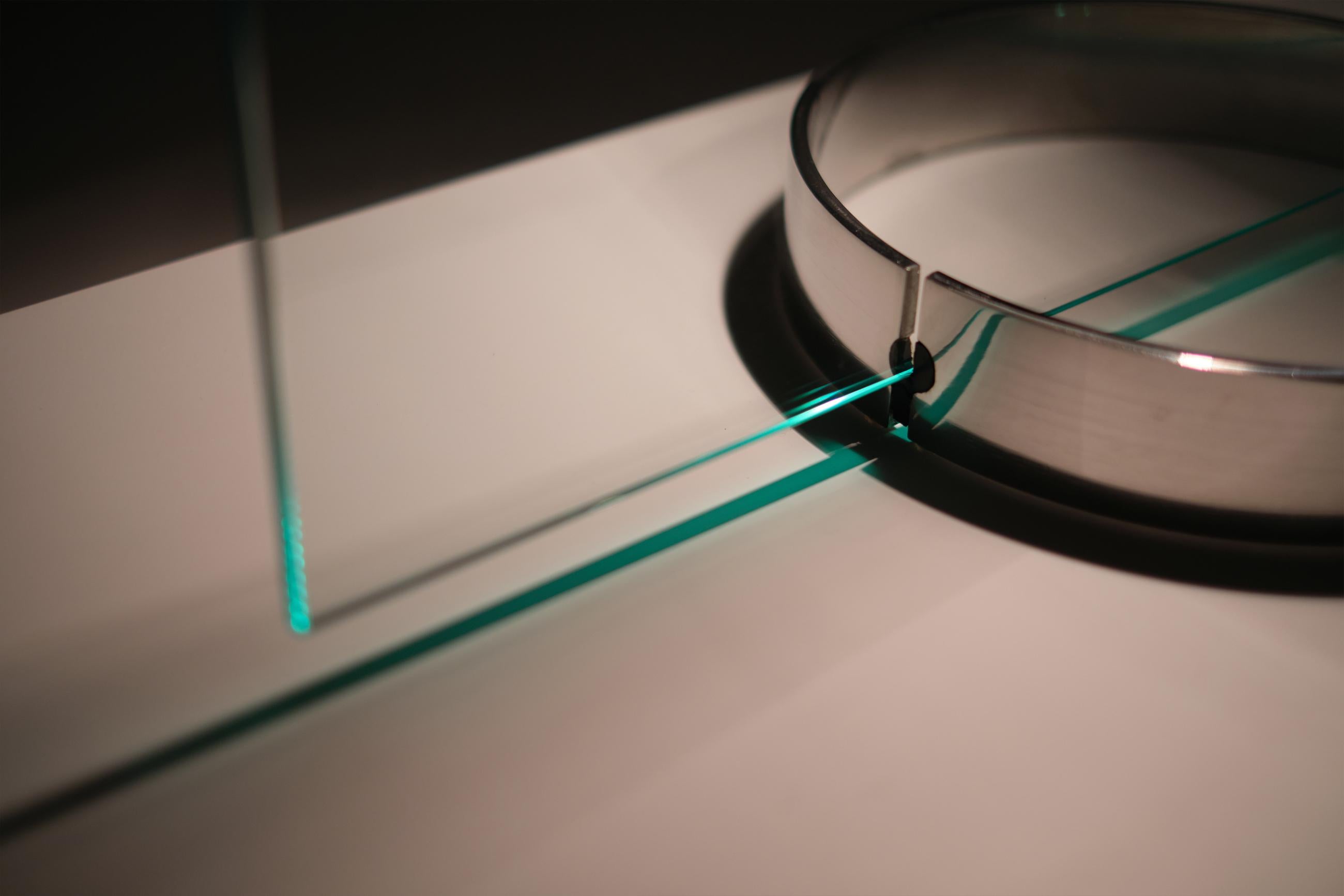 Lampe de table en verre et chrome de Lumenform, Italie, 1970 1