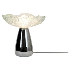 Glass and Chrome Table Lamp, Contemporary Design Inspired by Saint Lucy