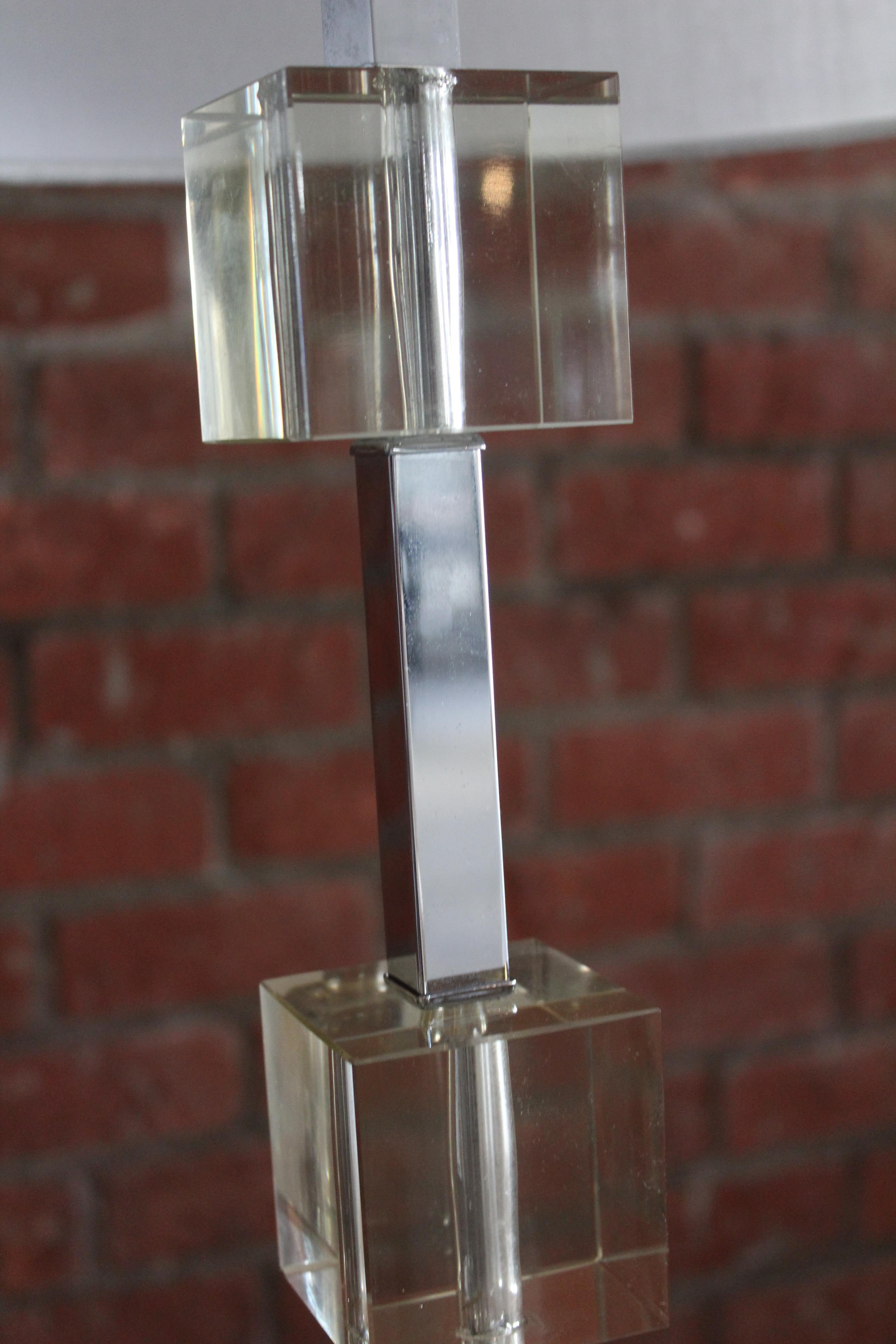 Glass and Chrome Table Lamp Attributed to Jacques Adnet, France, 1960s 8