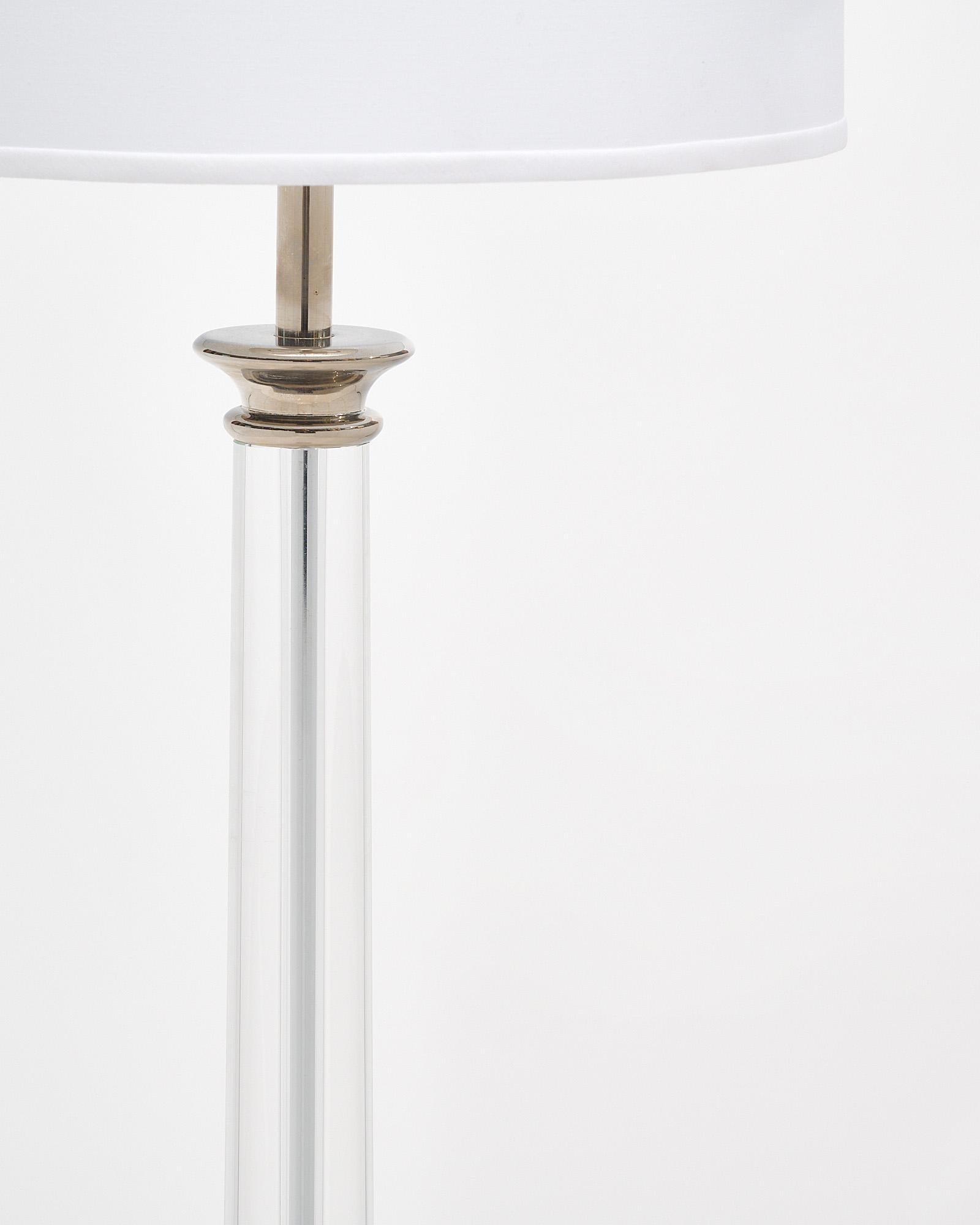 Glass and Chrome Vintage Floor Lamp In Good Condition For Sale In Austin, TX