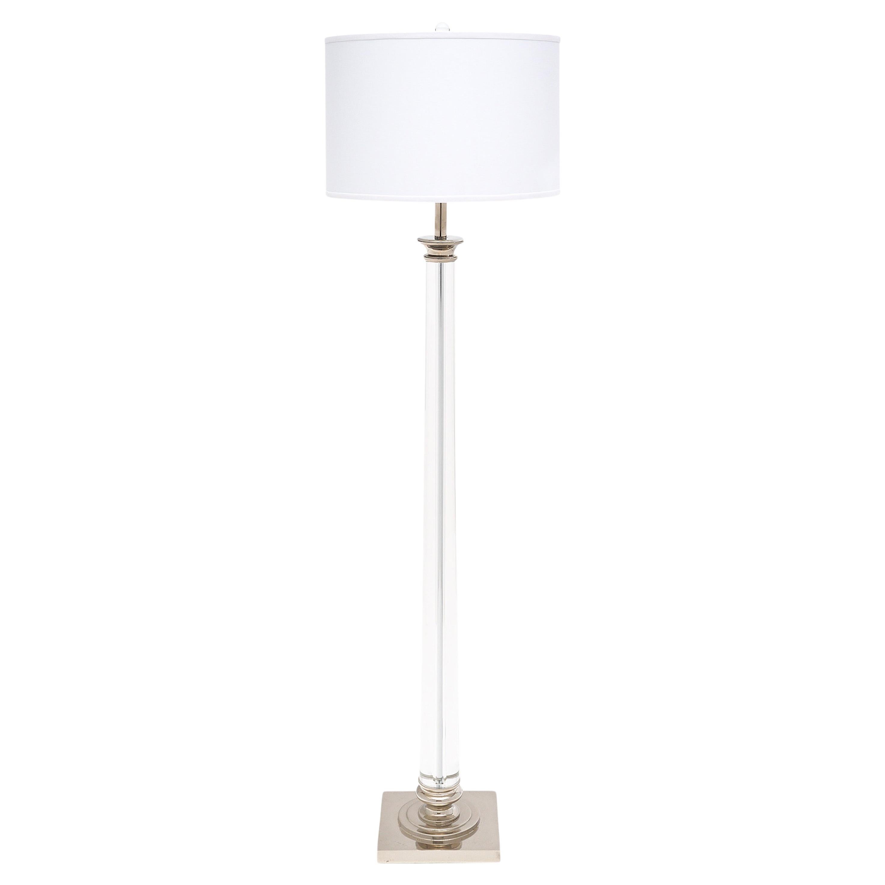 Glass and Chrome Vintage Floor Lamp For Sale