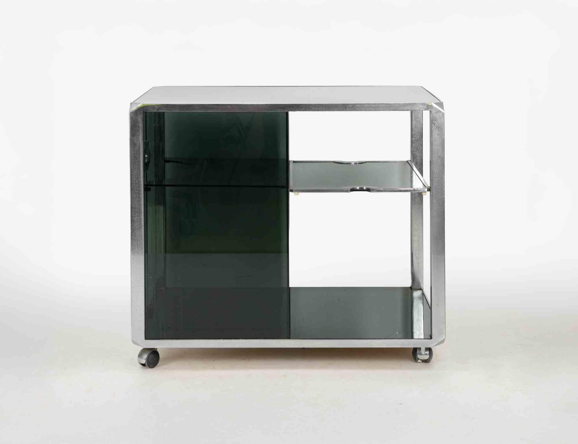 Schrank „Alpha“ aus Glas und verchromtem Metall von Willy Rizzo für Mario Sabot im Zustand „Gut“ im Angebot in Roma, IT