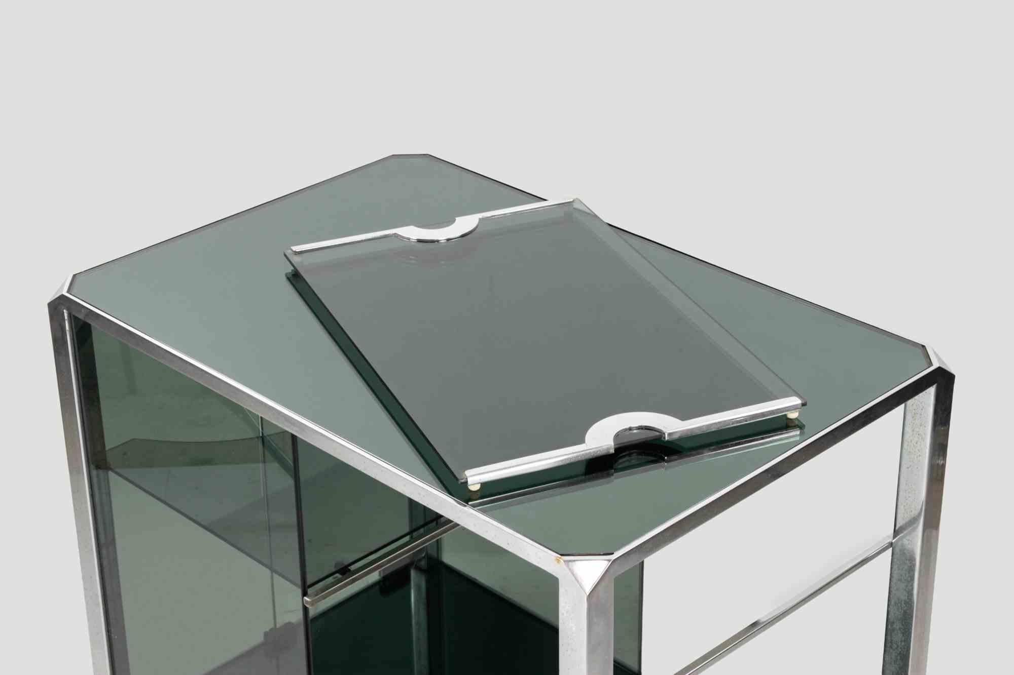 Schrank „Alpha“ aus Glas und verchromtem Metall von Willy Rizzo für Mario Sabot im Angebot 1