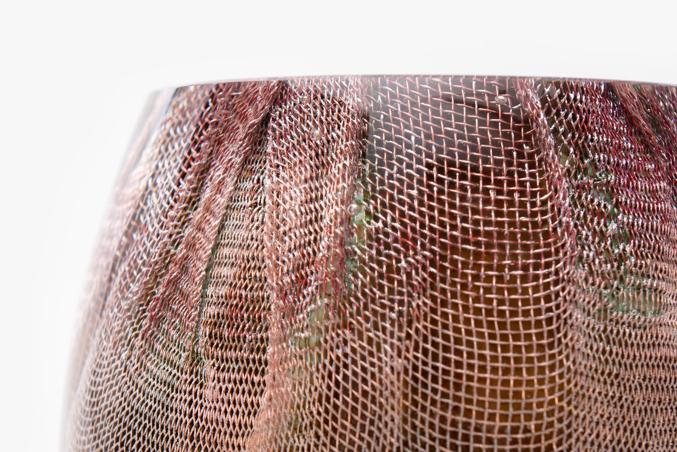 Glass and Copper Mesh Vase by Omer Arbel for OAO Works, Brown Green (Kanadisch) im Angebot