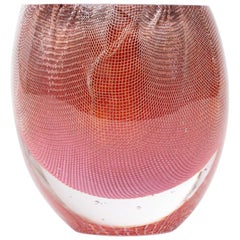 Glass and Copper Mesh Vase by Omer Arbel For OAO Works, Bubblegum Pink