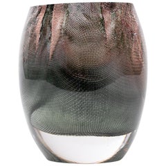 Glass and Copper Mesh Vase by Omer Arbel for OAO Works, Dark Green Grey