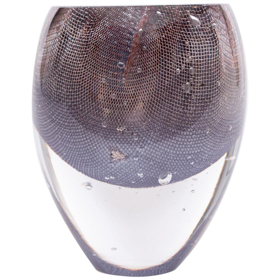 Glass and Copper Mesh Vase by Omer Arbel For OAO Works, Lavender For Sale