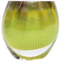 Glass and Copper Mesh Vase by Omer Arbel for OAO Works, Neon Yellow