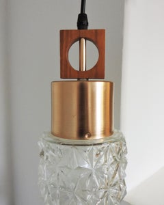 Glass and Copper Pendant Light, 1970s