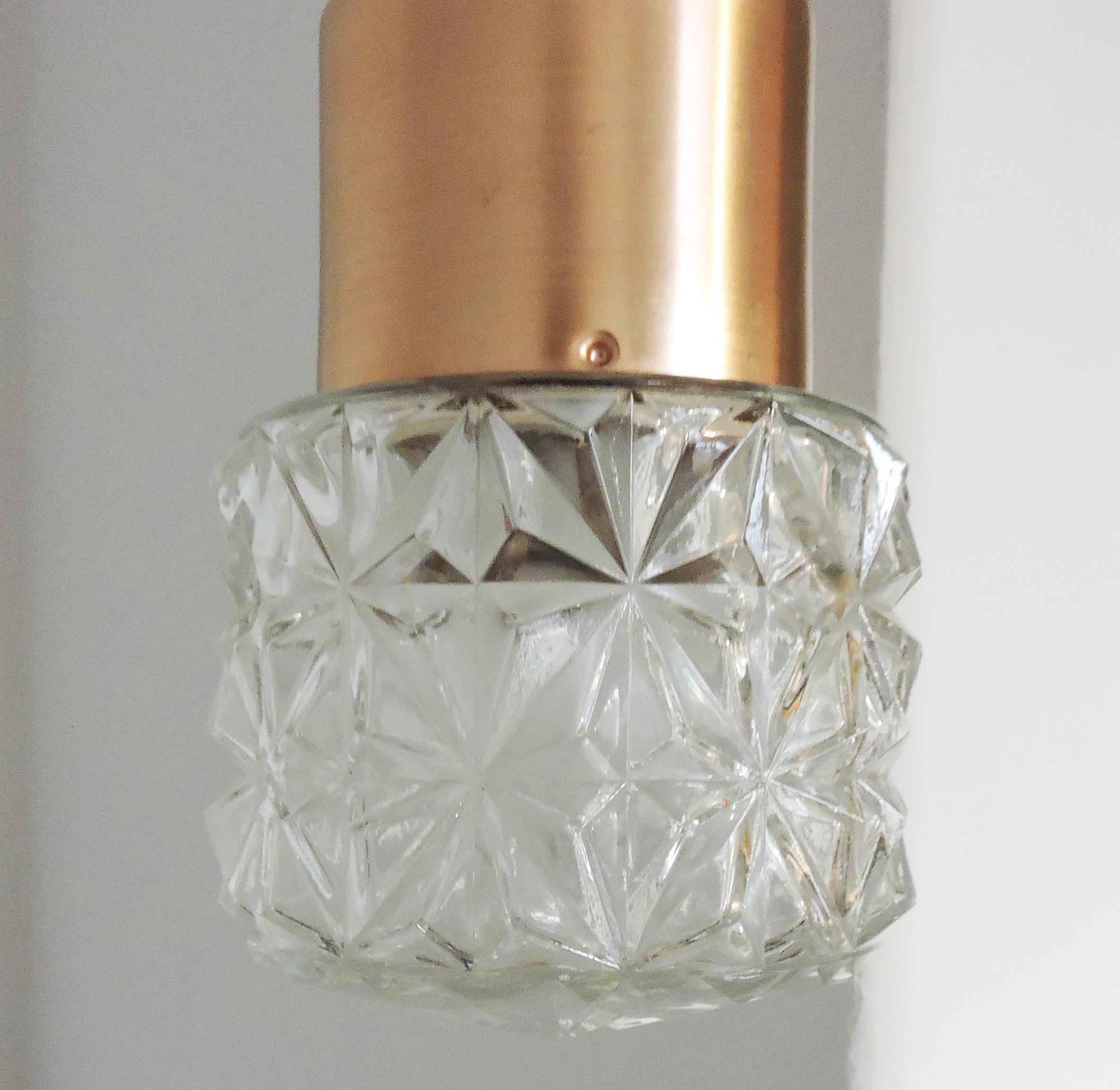 Mid-Century Modern Glass and Copper Pendant Light, 1970s For Sale