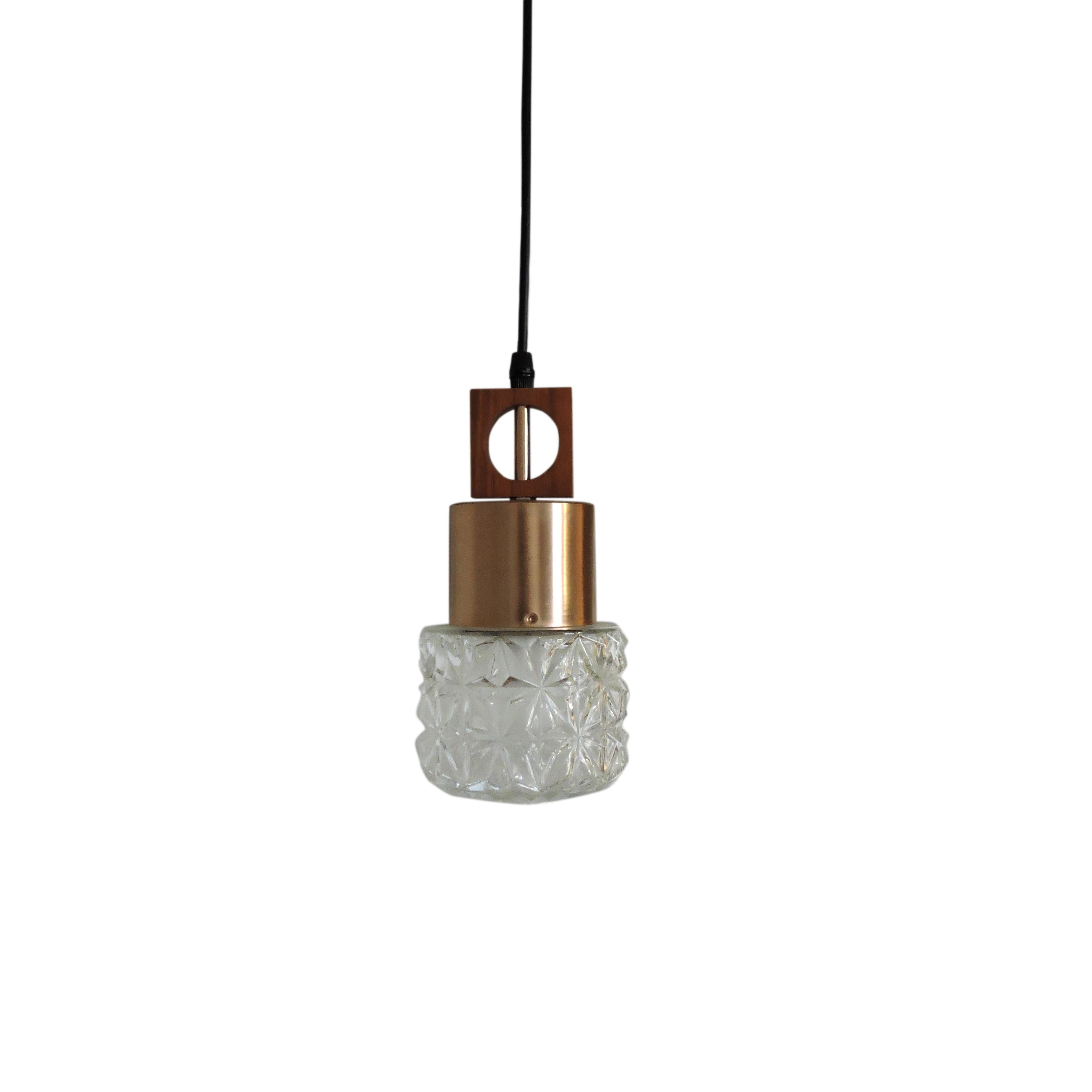 Glass and Copper Pendant Light, 1970s For Sale
