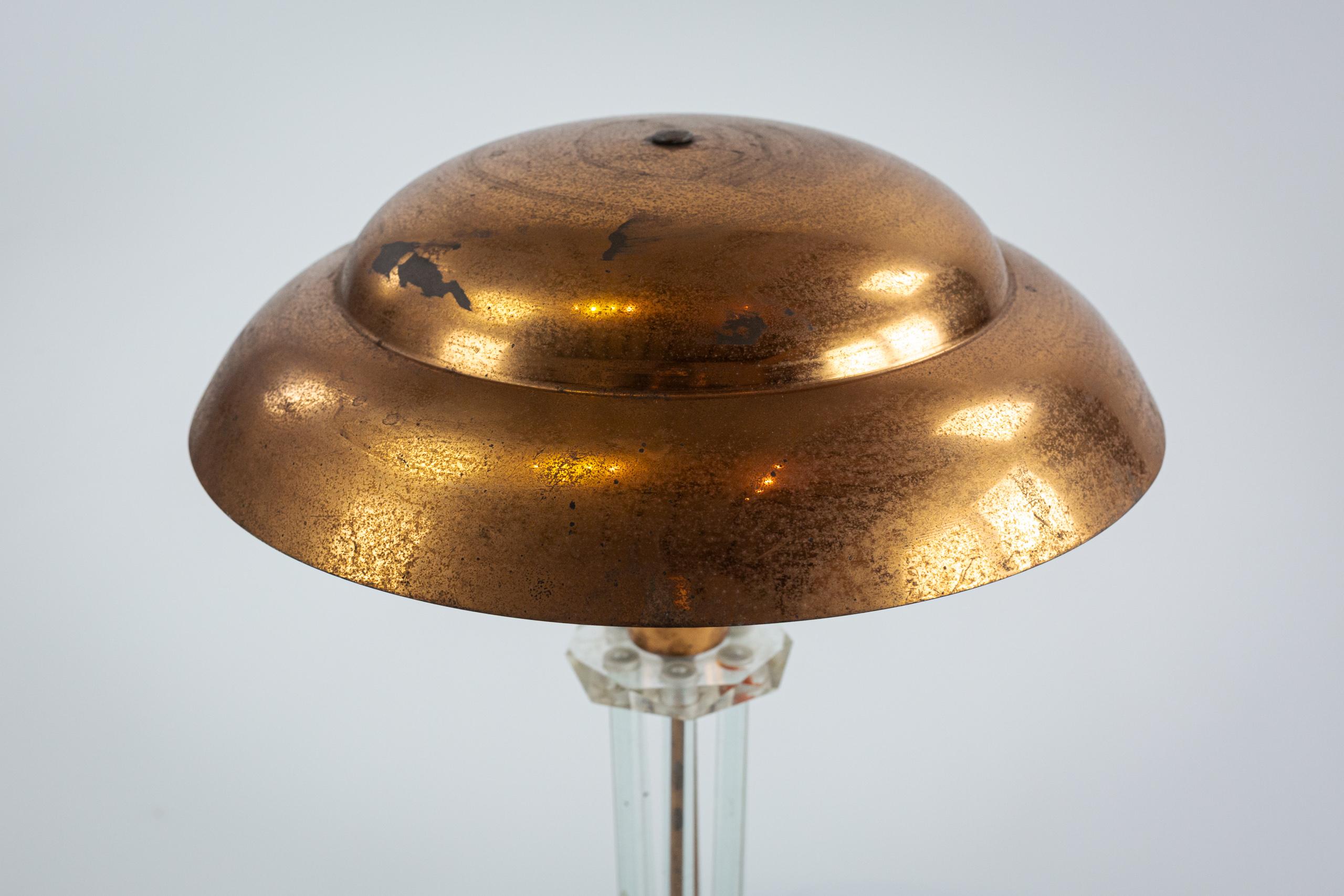 Tischlampe aus Glas und Kupfer in der Art von Pietro Chiesa im Angebot 2