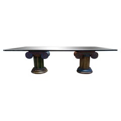 Glass and Corinthian columns coffee table