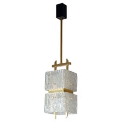 Glass And Gilt Brass Pendant by Arlus, 1960s