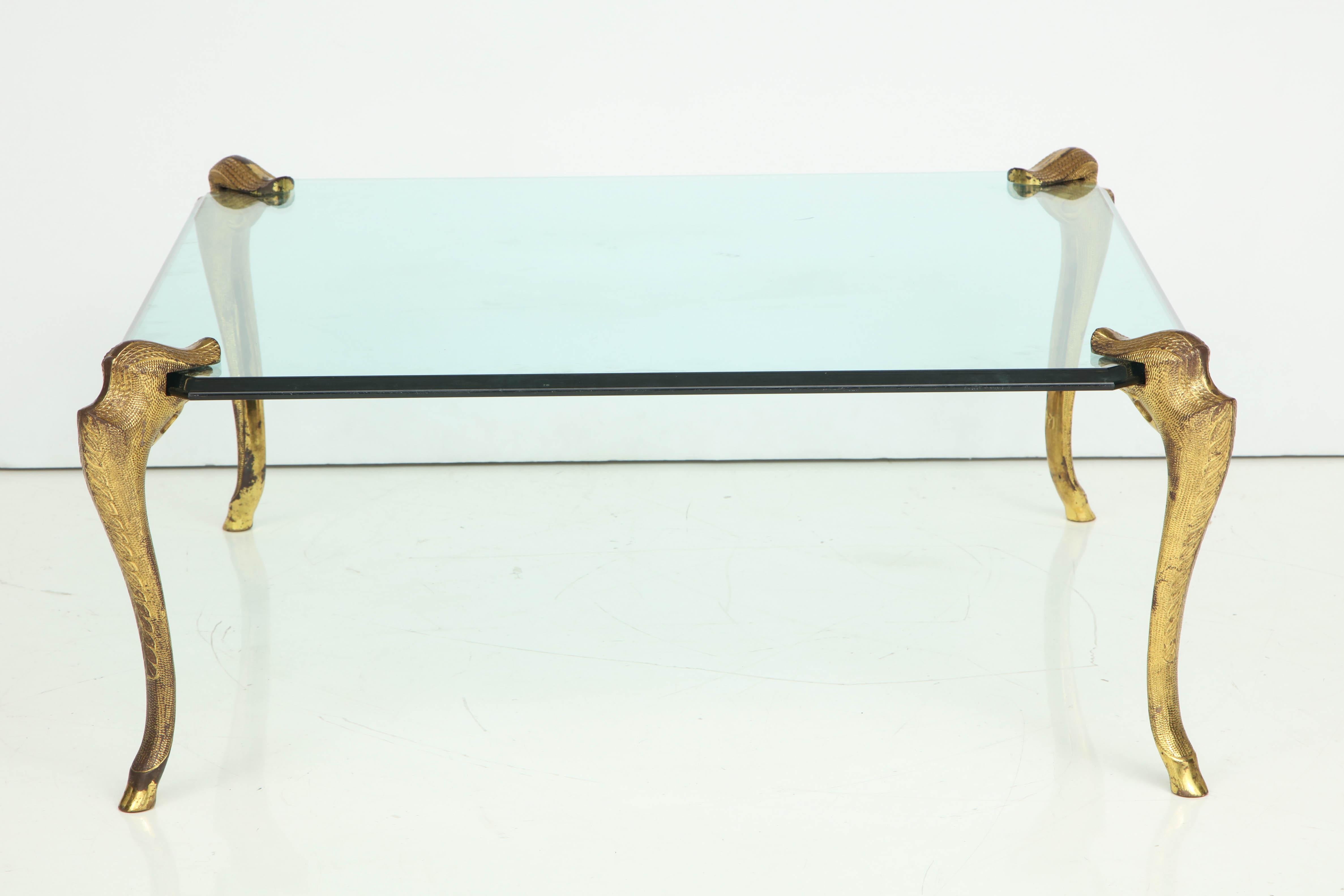 American Glass and Gilt Bronze Cocktail Table Attributed to P.E. Guerin