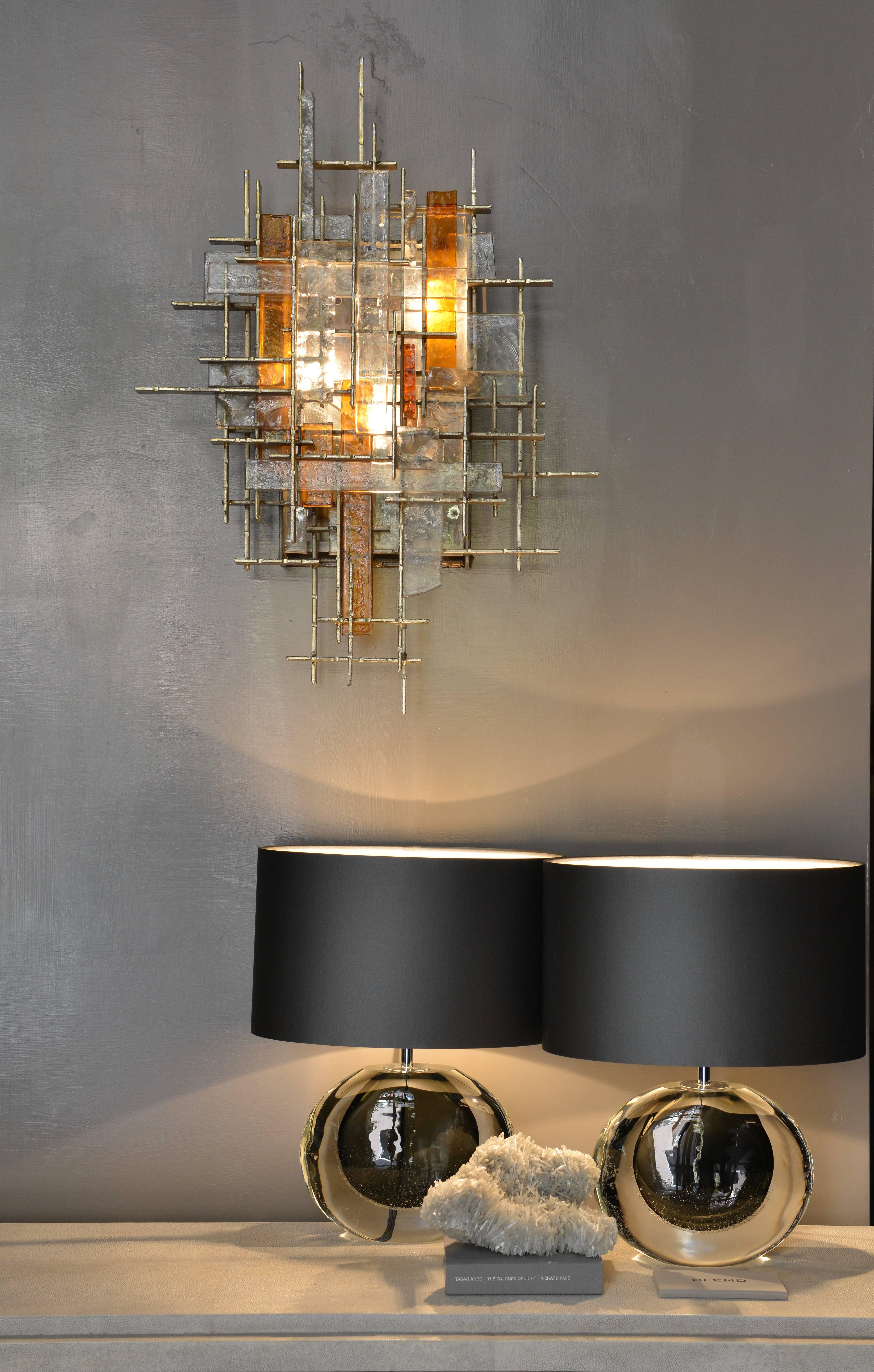 Late 20th Century Glass and Gilt Metal Sconce by Poliarte, Italy, 1970s