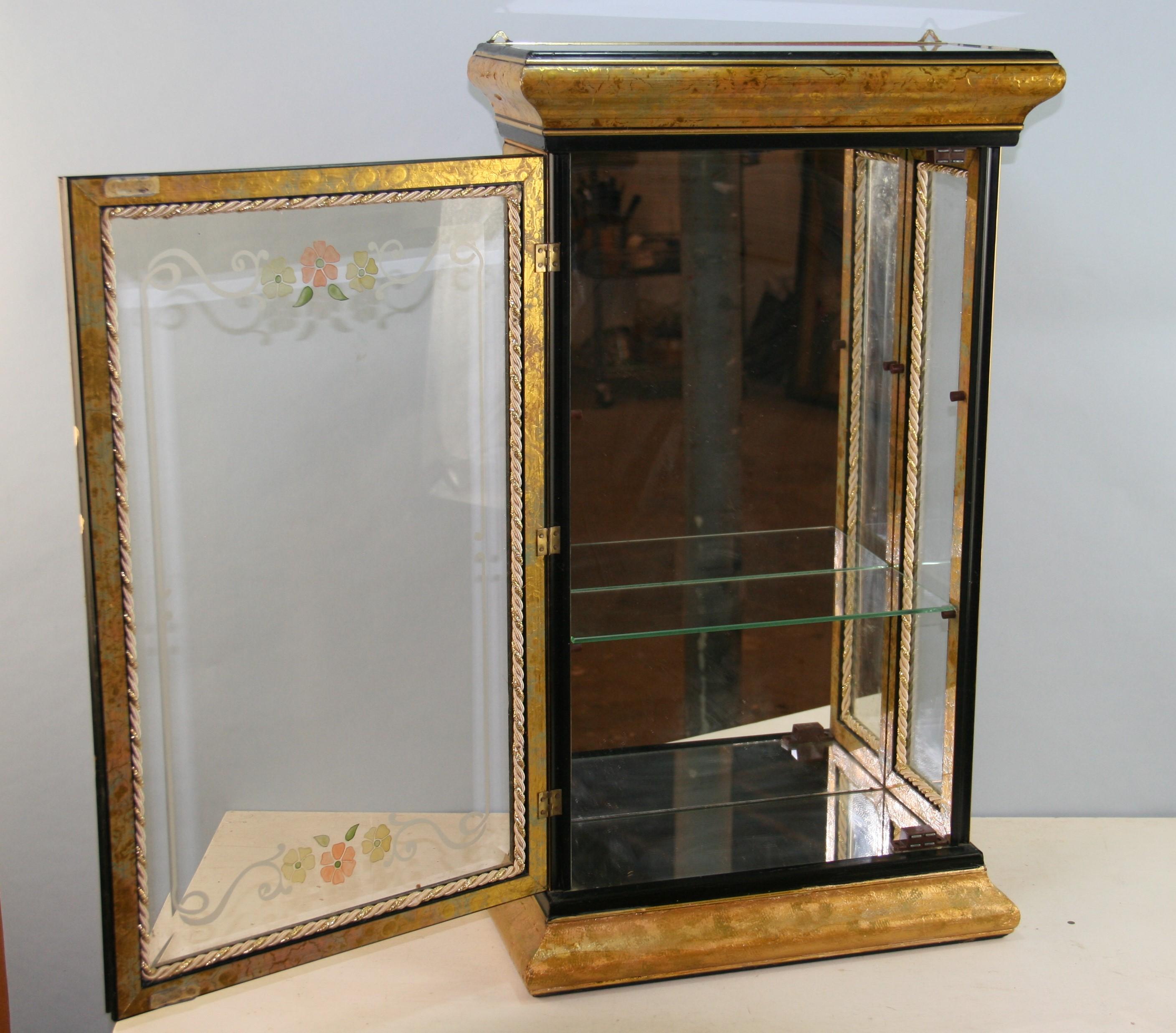 Glass and Gilt Wood Vitrine / Curiosity Cabinet For Sale 1