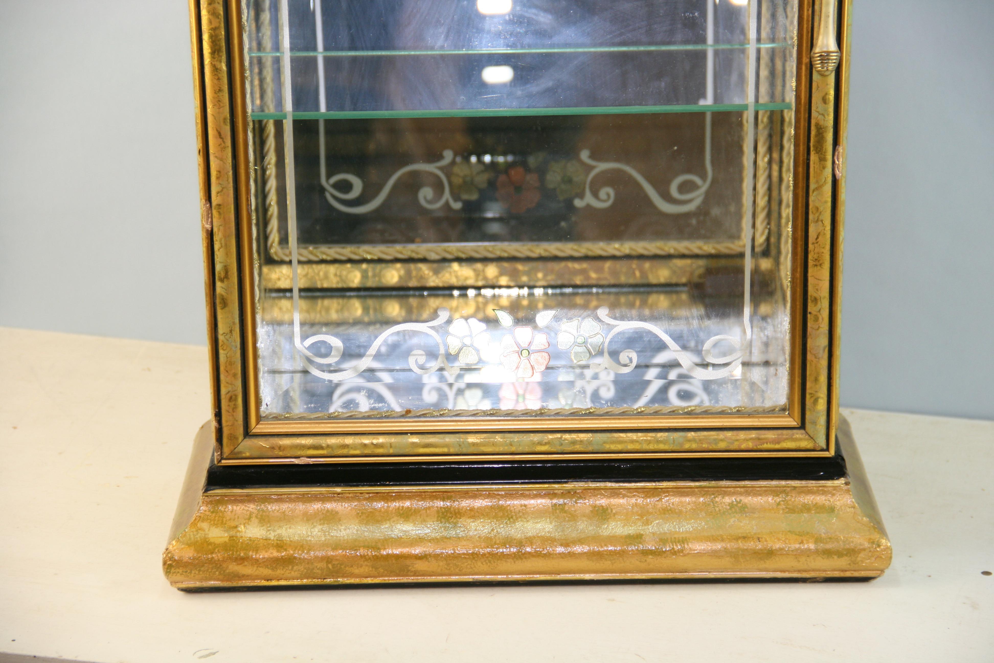 Hand-Crafted Glass and Gilt Wood Vitrine / Curiosity Cabinet For Sale