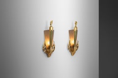 Glass and Giltwood Wall Lights by Broman, Europe Early 20th Century