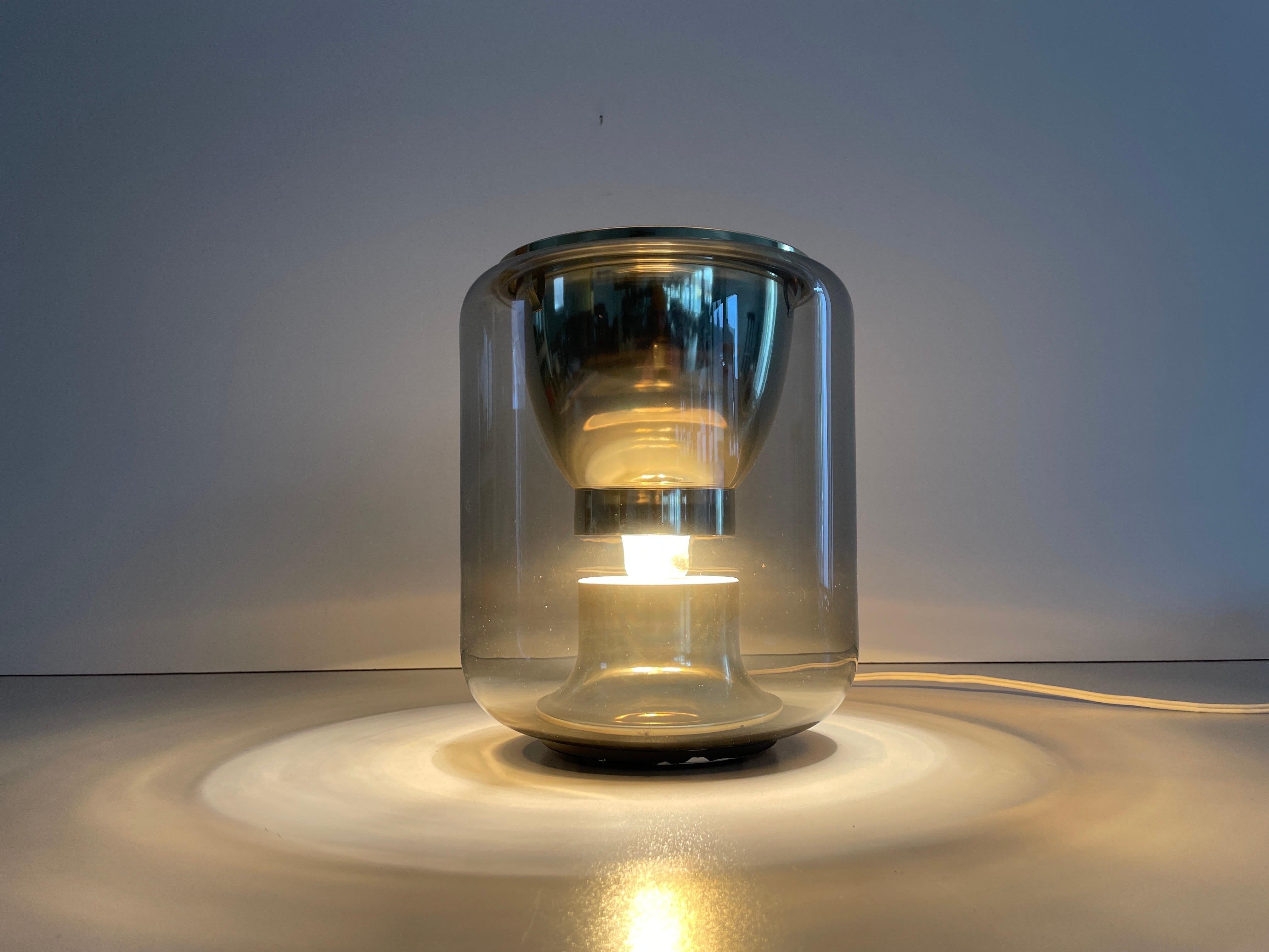 Glass and Gold Metal Ceiling Lamp by Erco, 1960s, Germany For Sale 5