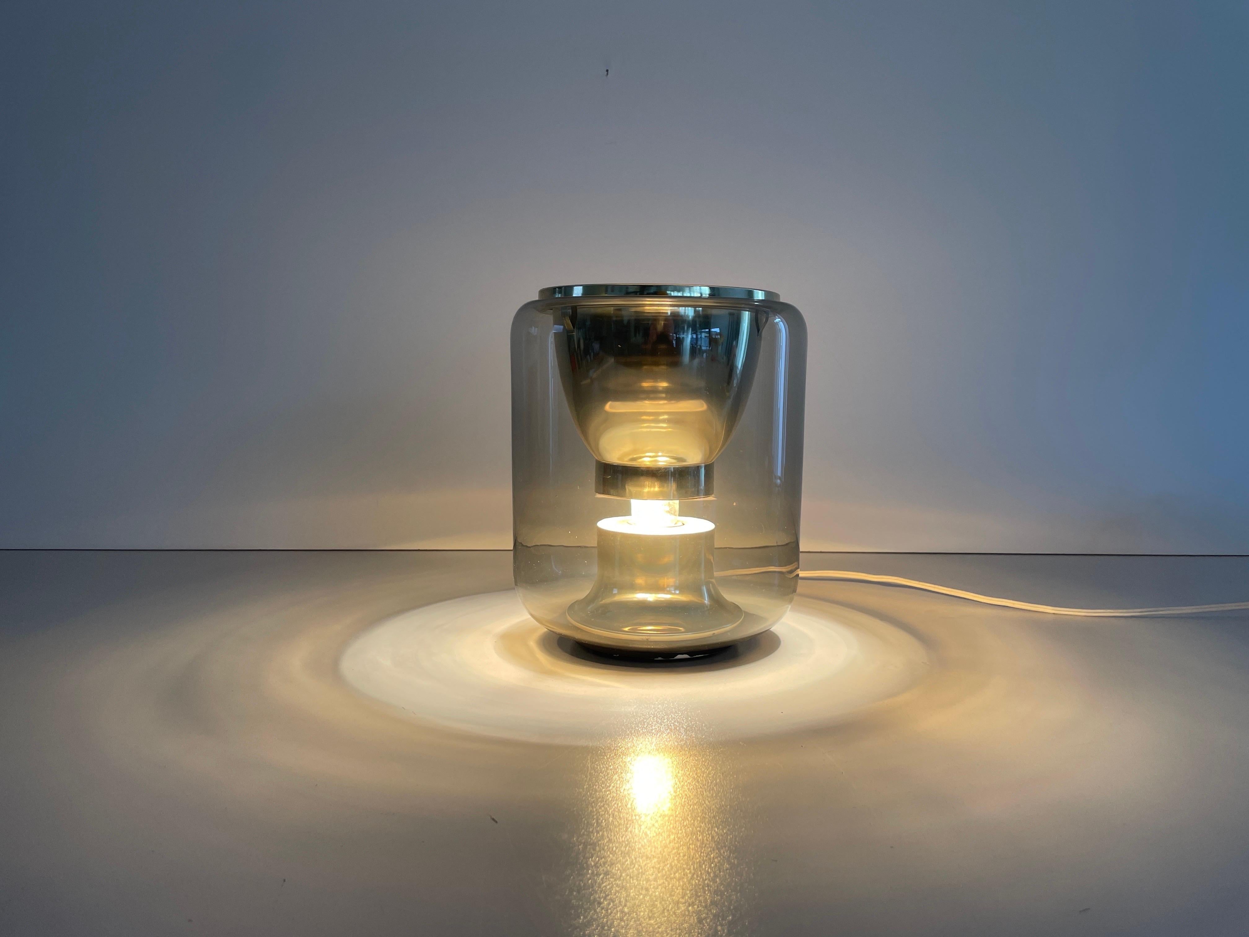 Glass and Gold Metal Ceiling Lamp by Erco, 1960s, Germany For Sale 7