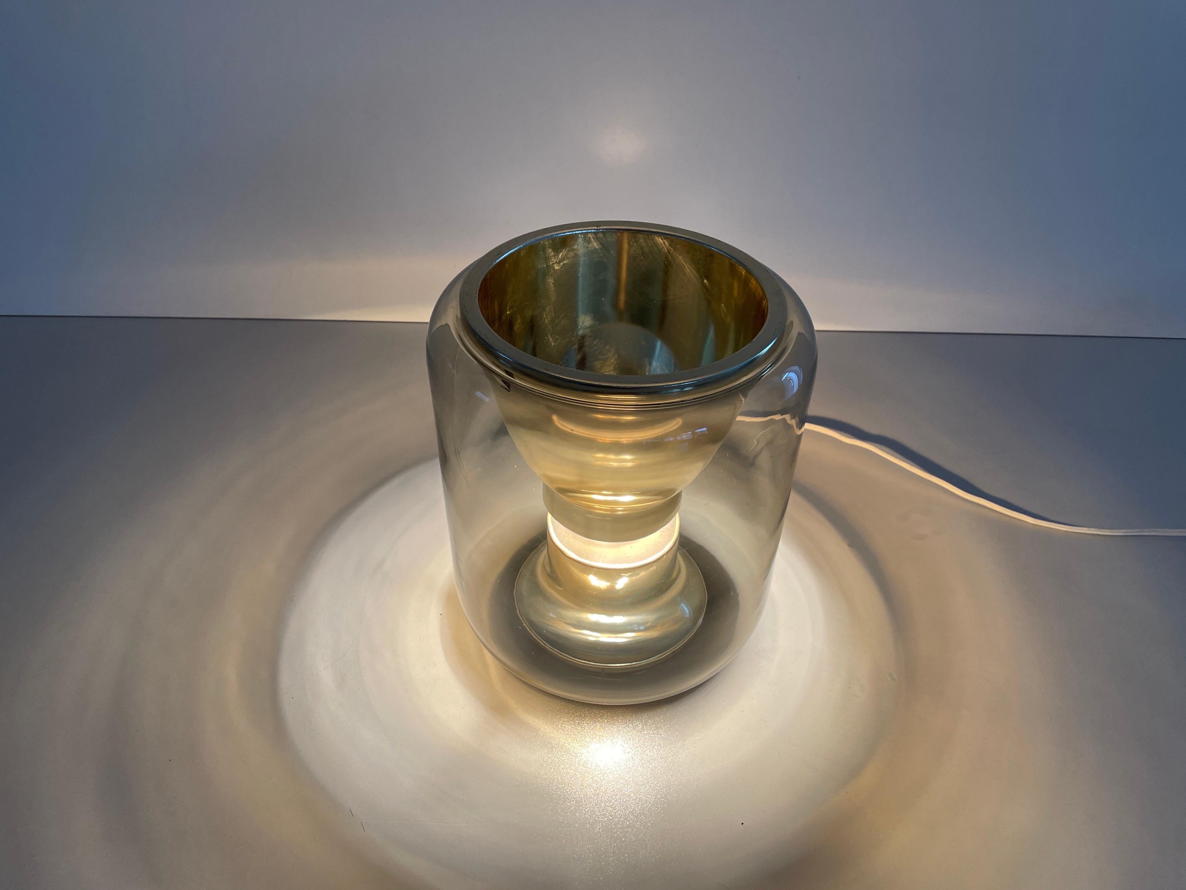Glass and Gold Metal Ceiling Lamp by Erco, 1960s, Germany For Sale 8