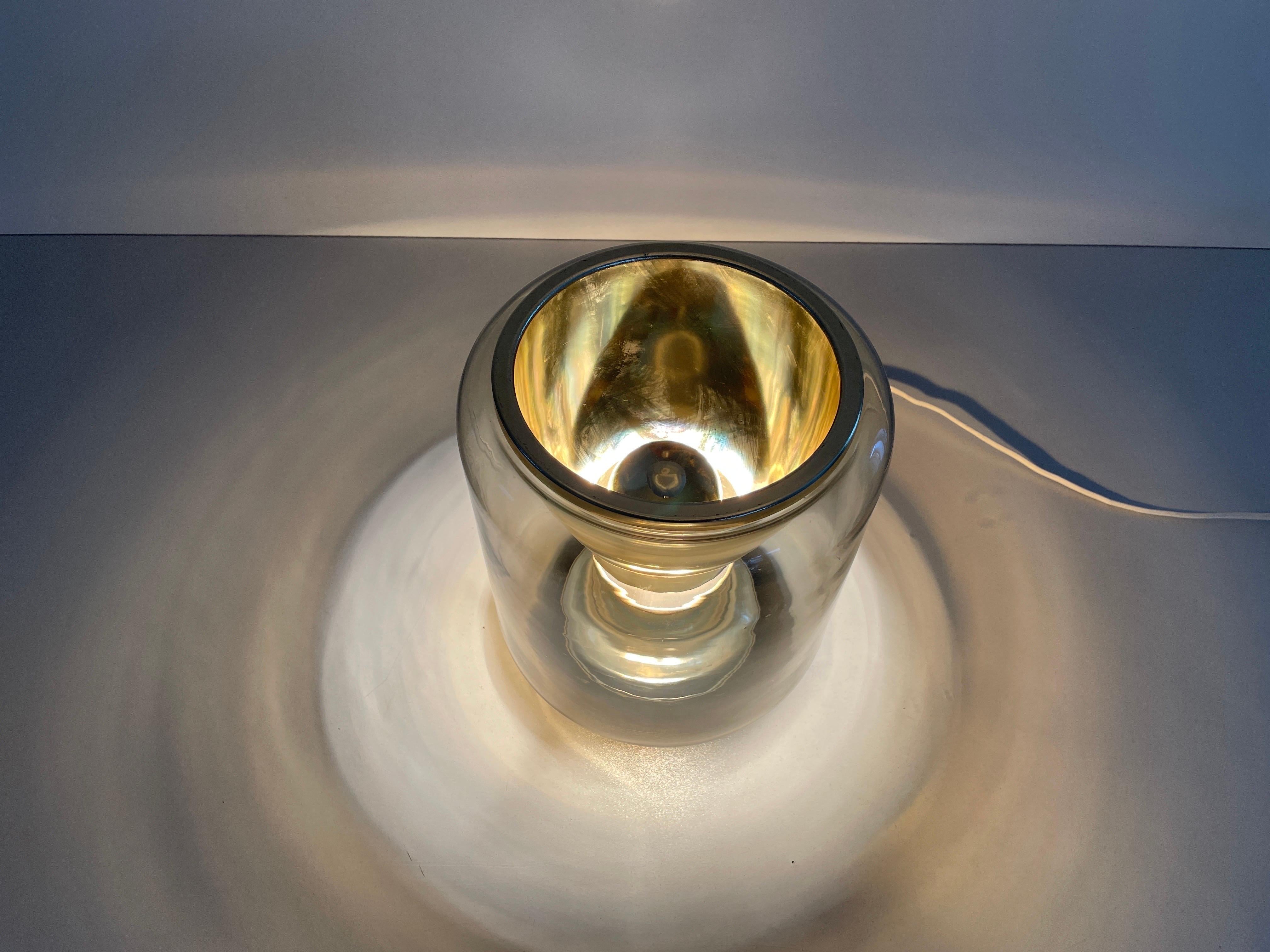 Glass and Gold Metal Ceiling Lamp by Erco, 1960s, Germany For Sale 9
