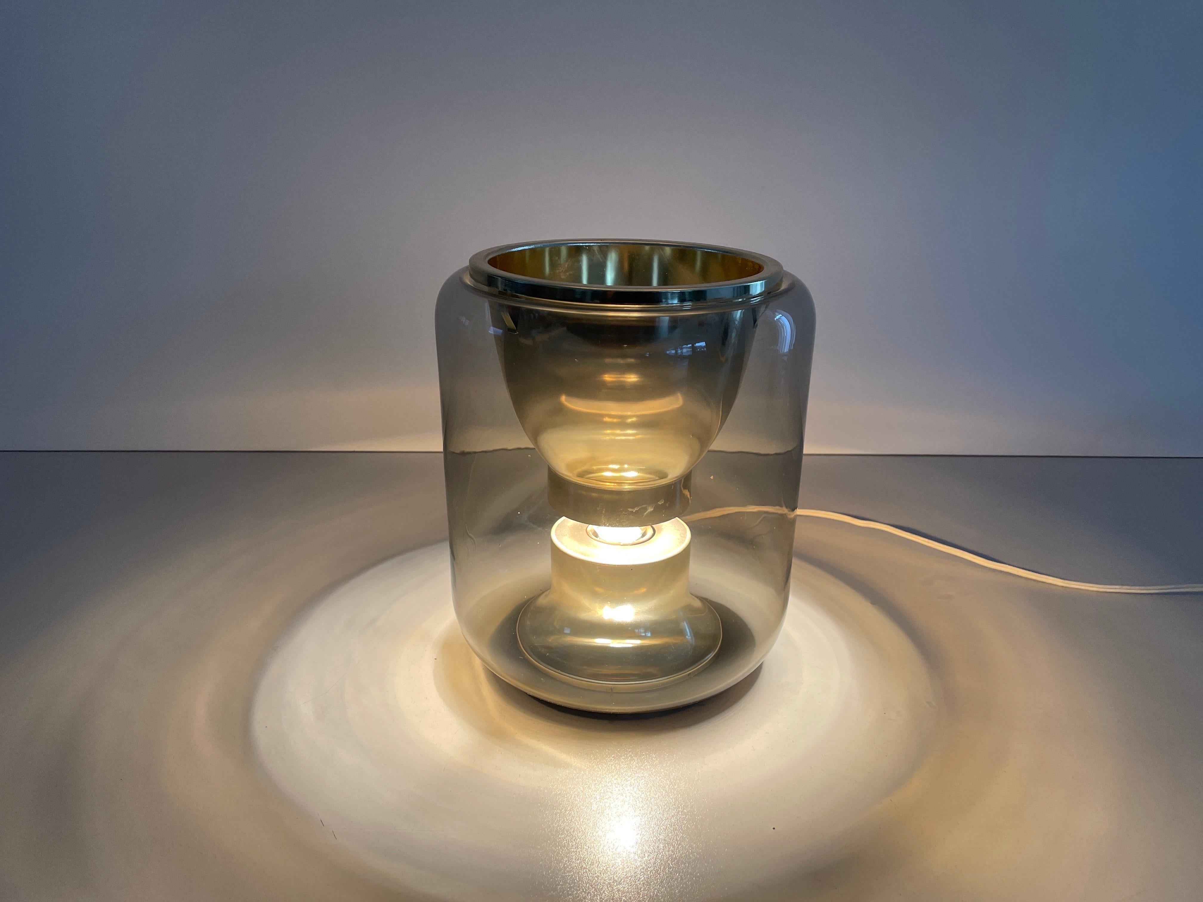 Glass and Gold Metal Ceiling Lamp by Erco, 1960s, Germany For Sale 10