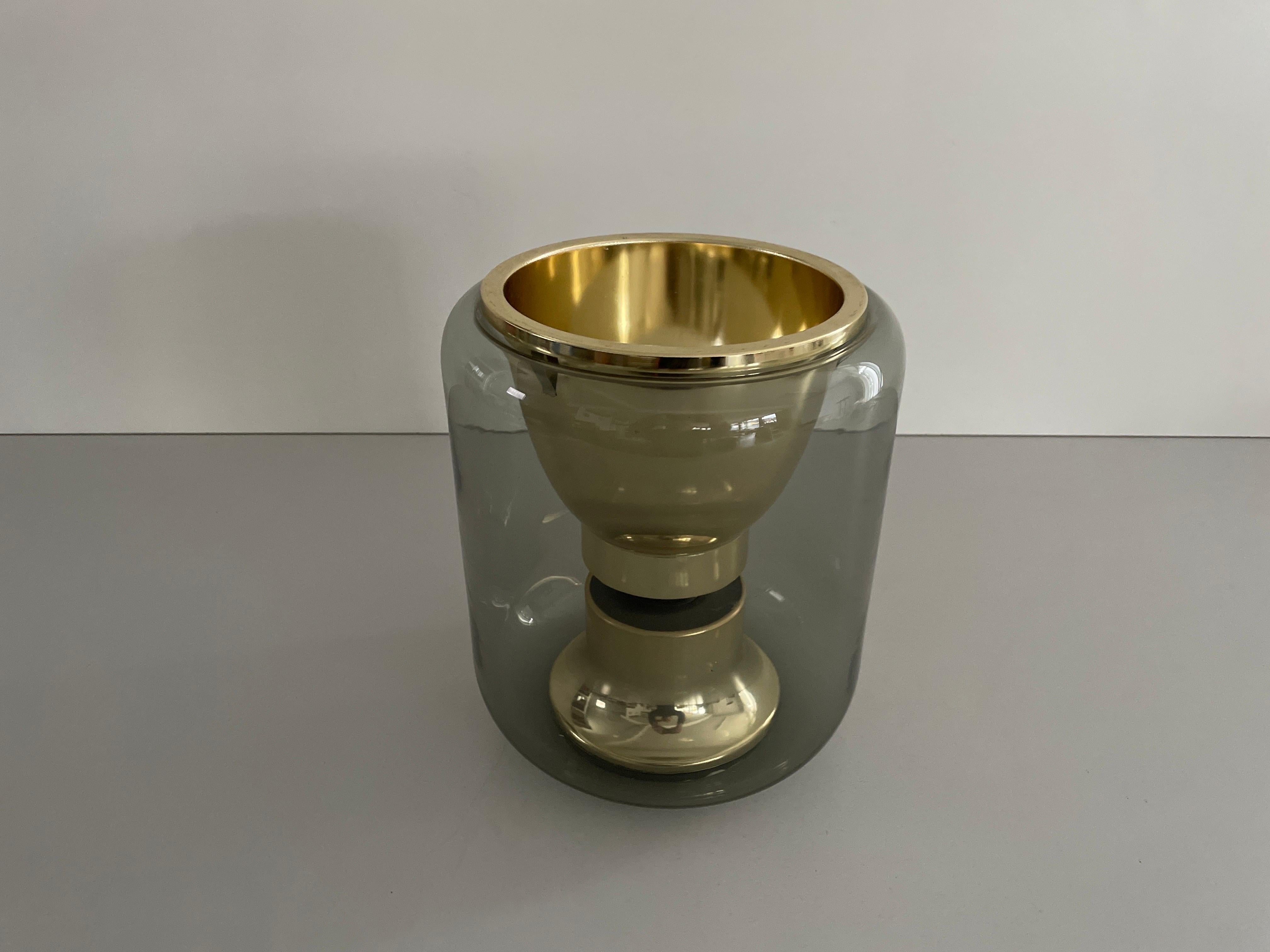 Glass and Gold Metal Ceiling Lamp by Erco, 1960s, Germany In Excellent Condition For Sale In Hagenbach, DE