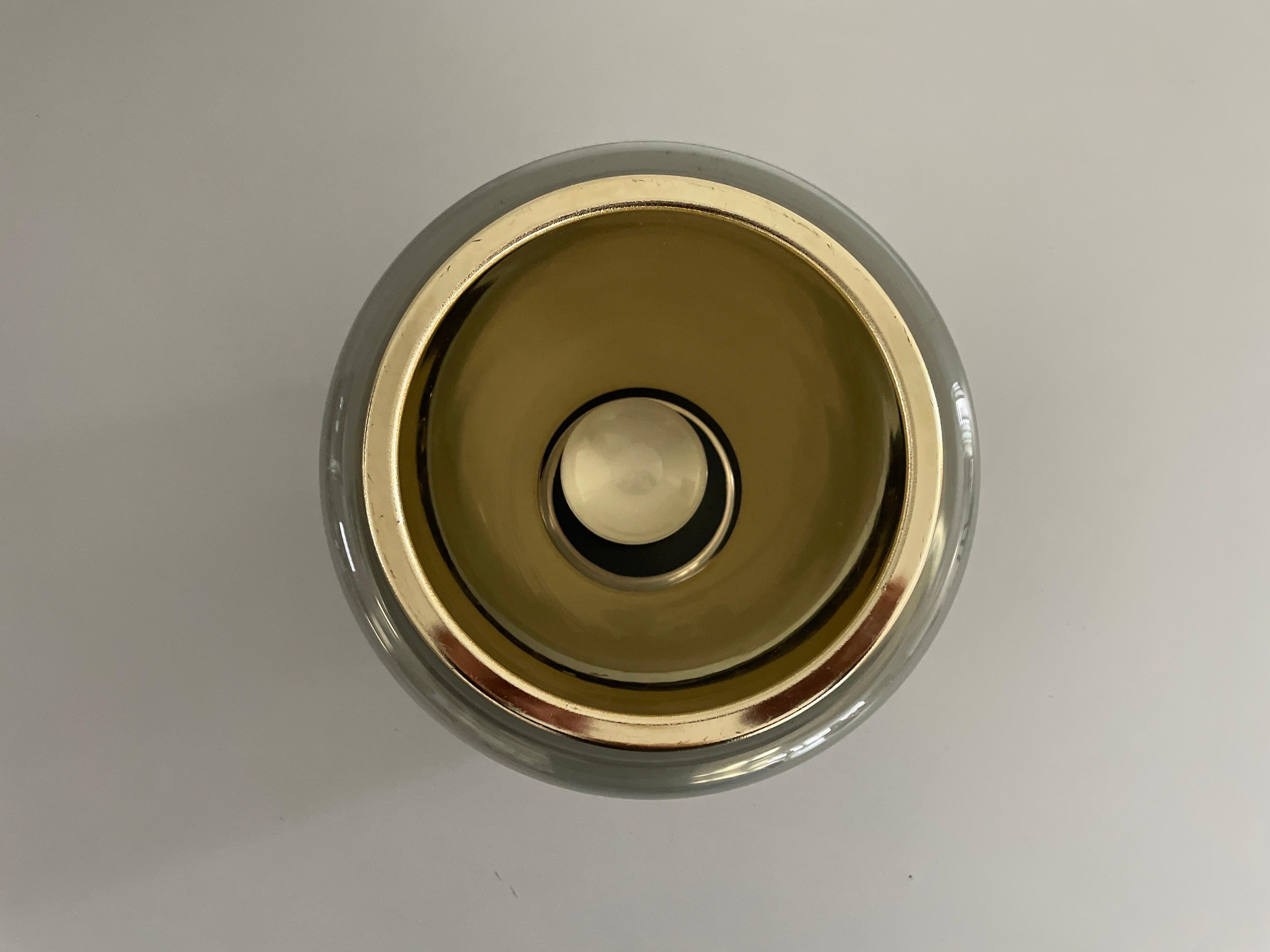Glass and Gold Metal Ceiling Lamp by Erco, 1960s, Germany For Sale 1