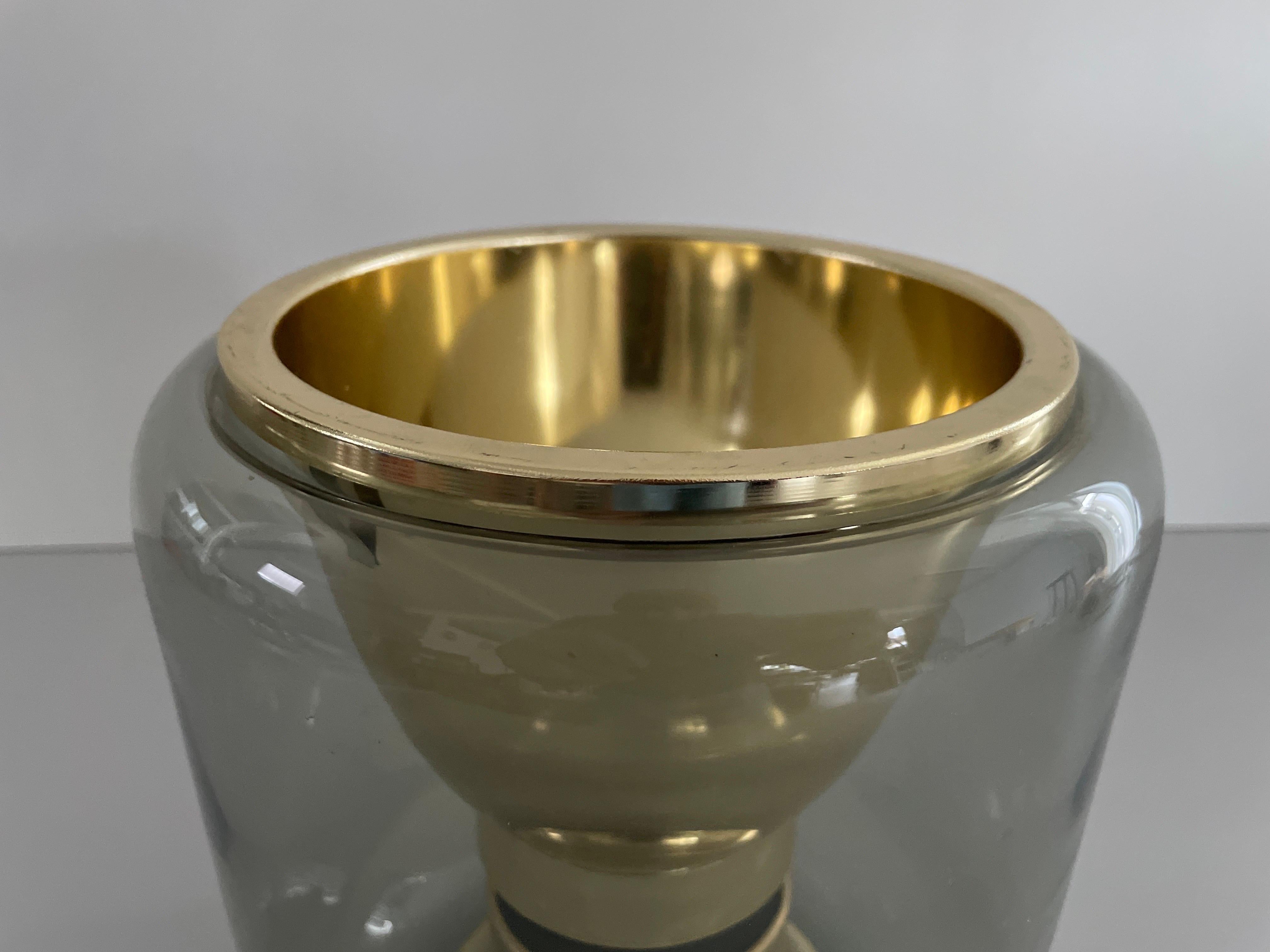 Glass and Gold Metal Ceiling Lamp by Erco, 1960s, Germany For Sale 2
