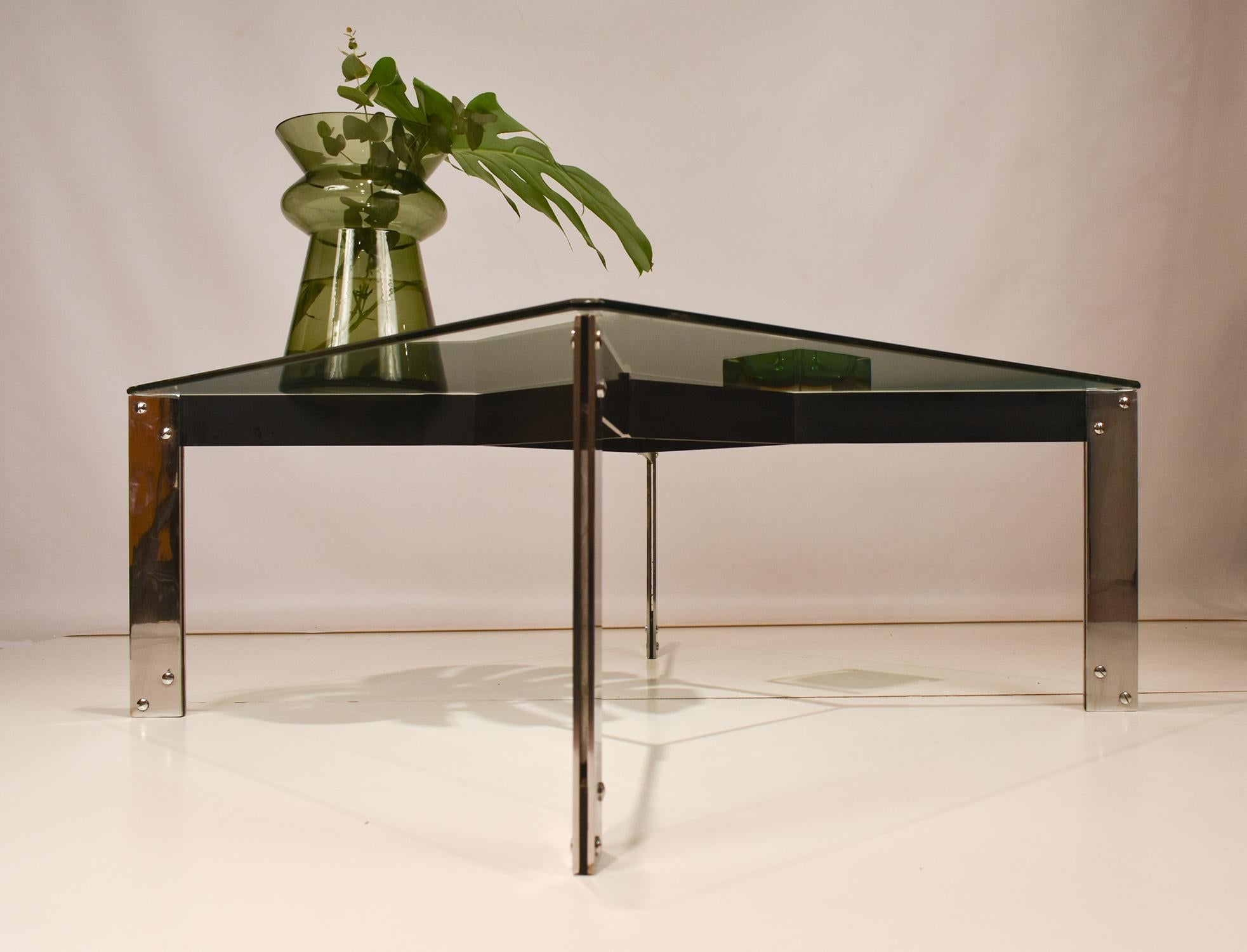 Spanish Glass and Iron Coffee Table, Miguel Milá, Spain 1960's For Sale