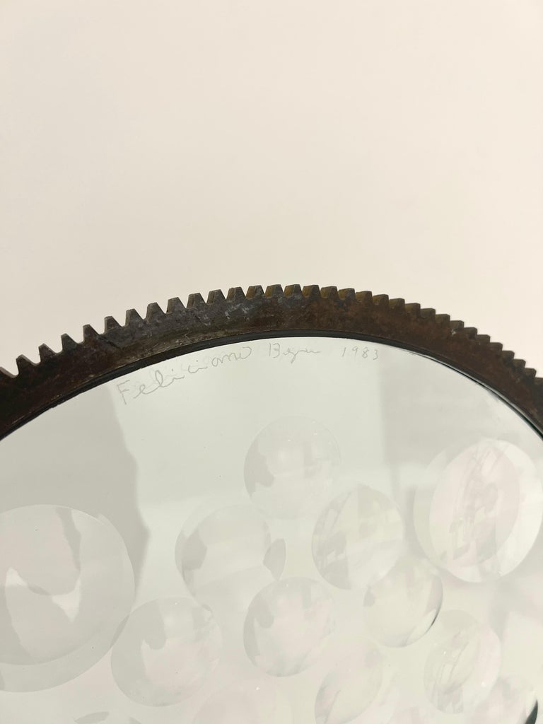 Sculpture D'Art Magiscope Par Feliciano Bejar - Pièce Unique Vintage C.1987, Métal Et Cristal