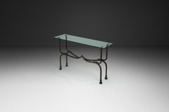 Glass and Iron Savonarola Side Table, Italy 1960s