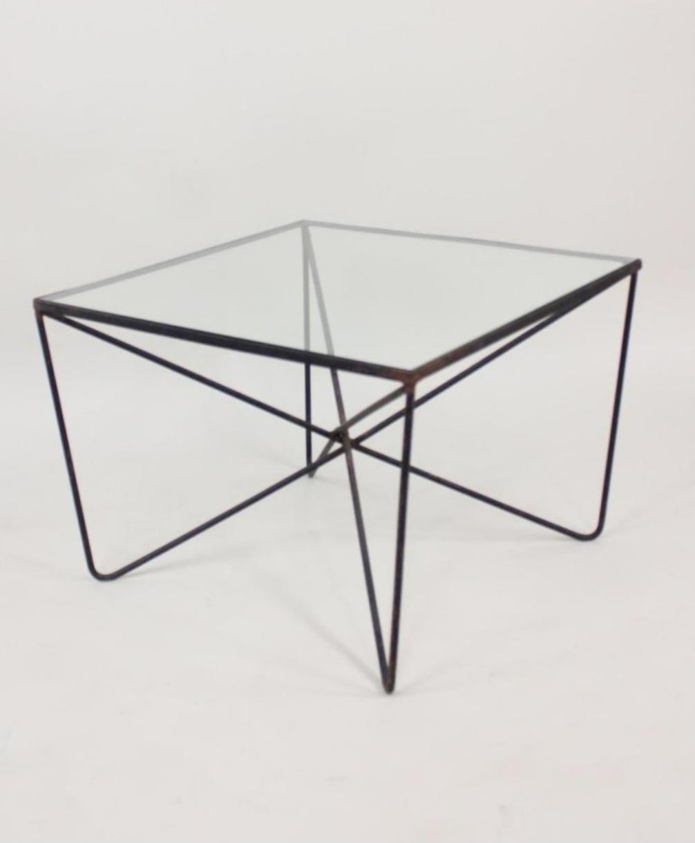 Mid-Century Modern Table en verre et en fer par Luther Conover Américain 1950's en vente