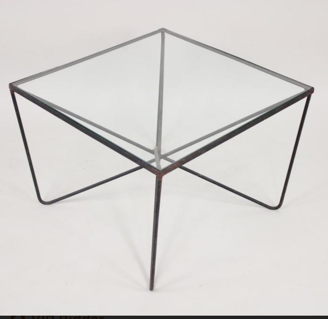 Hand-Crafted Glass and Iron Table by Luther Conover American 1950’s For Sale